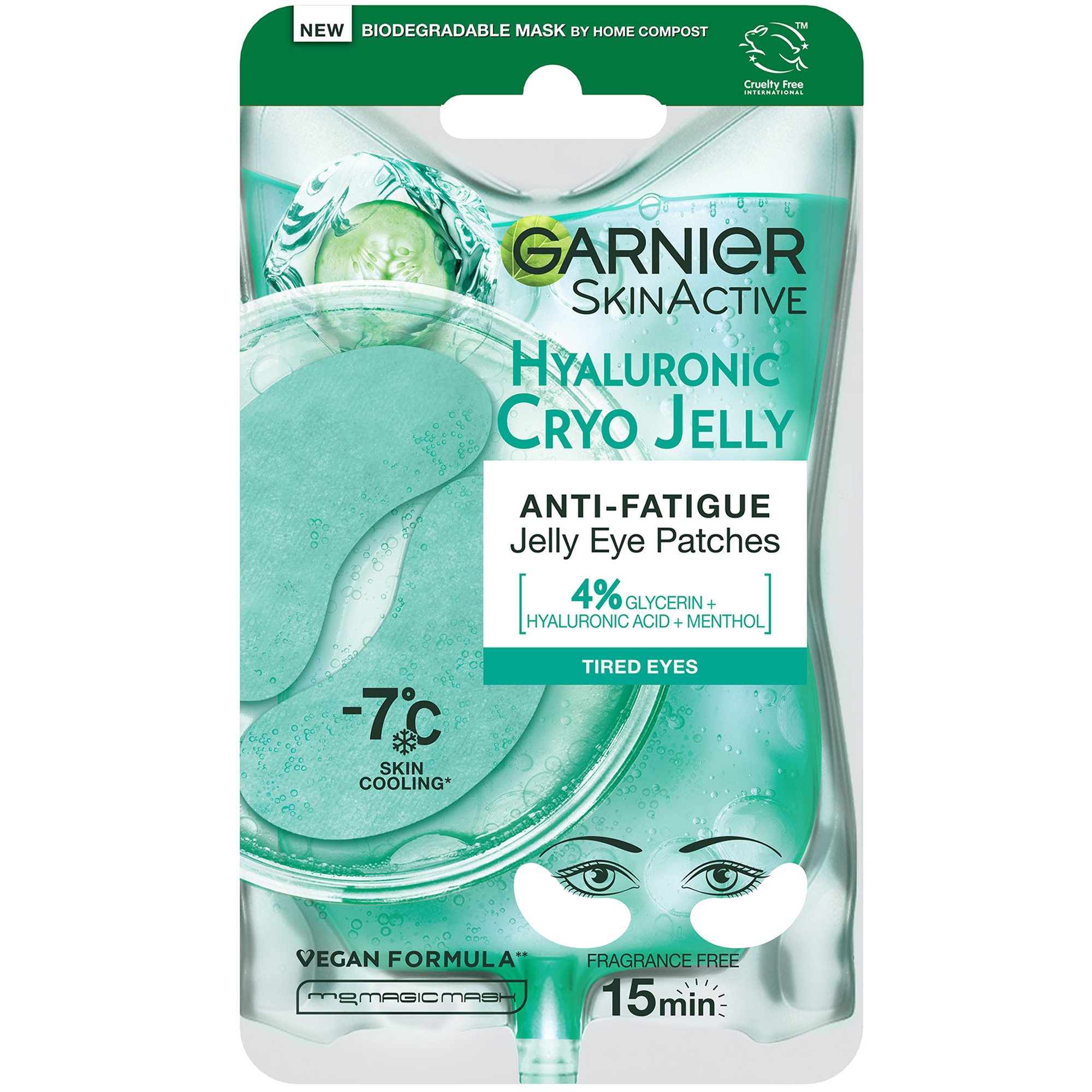 Garnier Garnier SkinActive Hyaluronic Cryo Anti-Fatigue Jelly Eye Patches Ματιών για Μείωση των Σημαδιών Κούρασης 5g