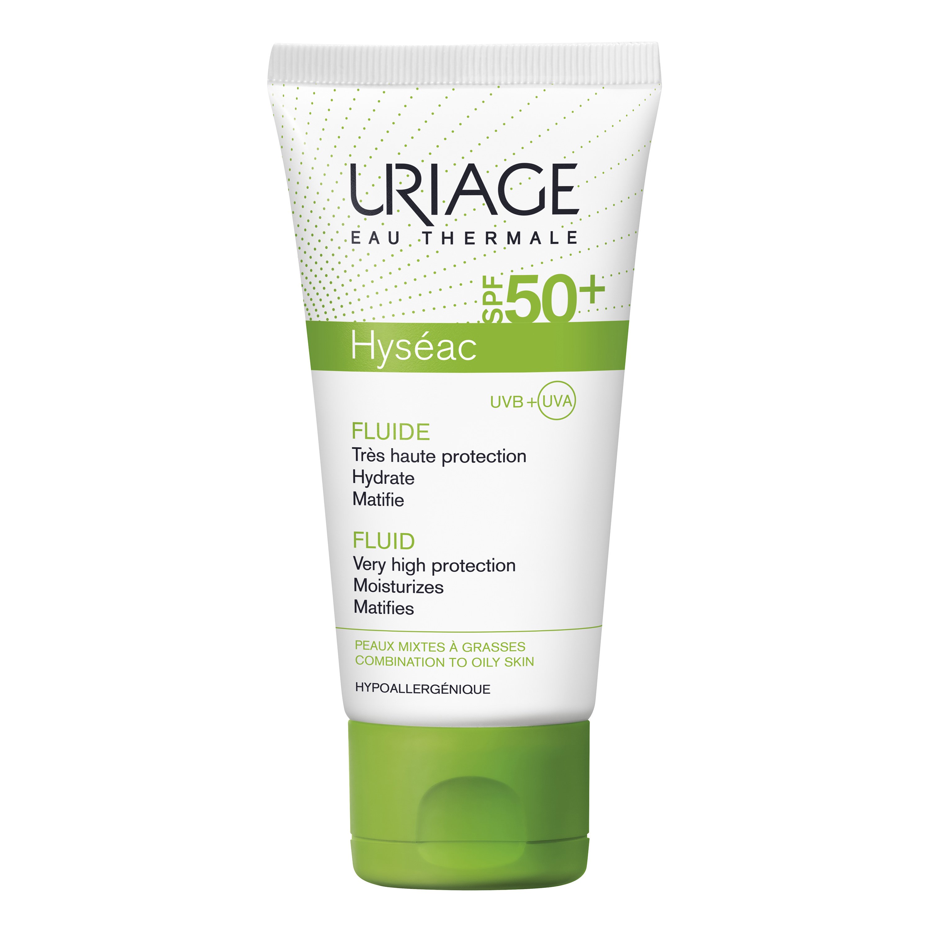 Uriage Uriage Hyseac Fluid Very High Protection Moisturizes Spf50+ Ματ Ενυδατική Κρέμα Προσώπου Πολύ Υψηλής Αντηλιακής Προστασίας για Μικτές Λιπαρές Επιδερμίδες 50ml