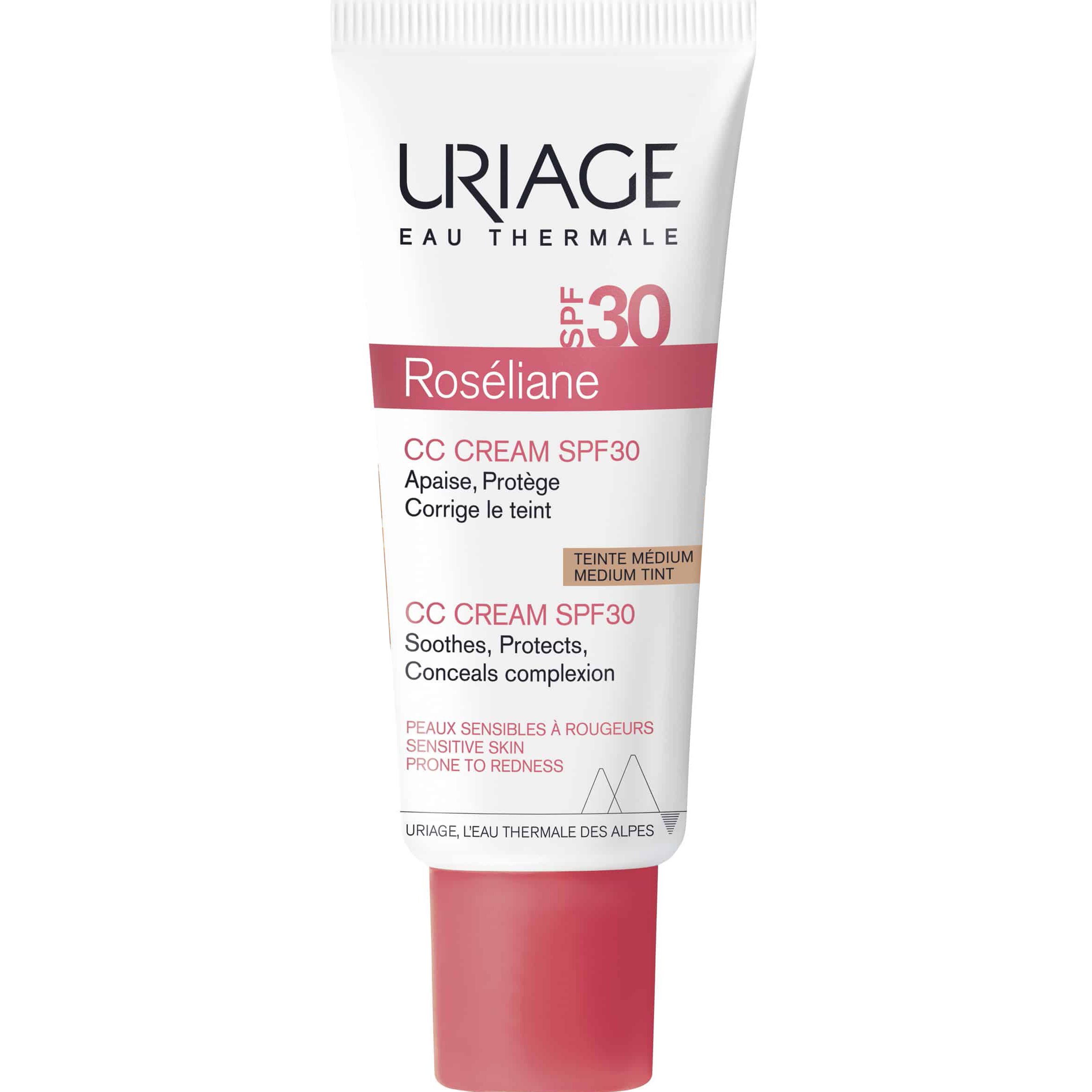 Uriage Uriage Roseliane CC Cream Spf30 for Sensitive Skin Prone to Redness Ενυδατική Προστατευτική Κρέμα Προσώπου με Χρώμα για Ευαίσθητες Επιδερμίδες 40ml