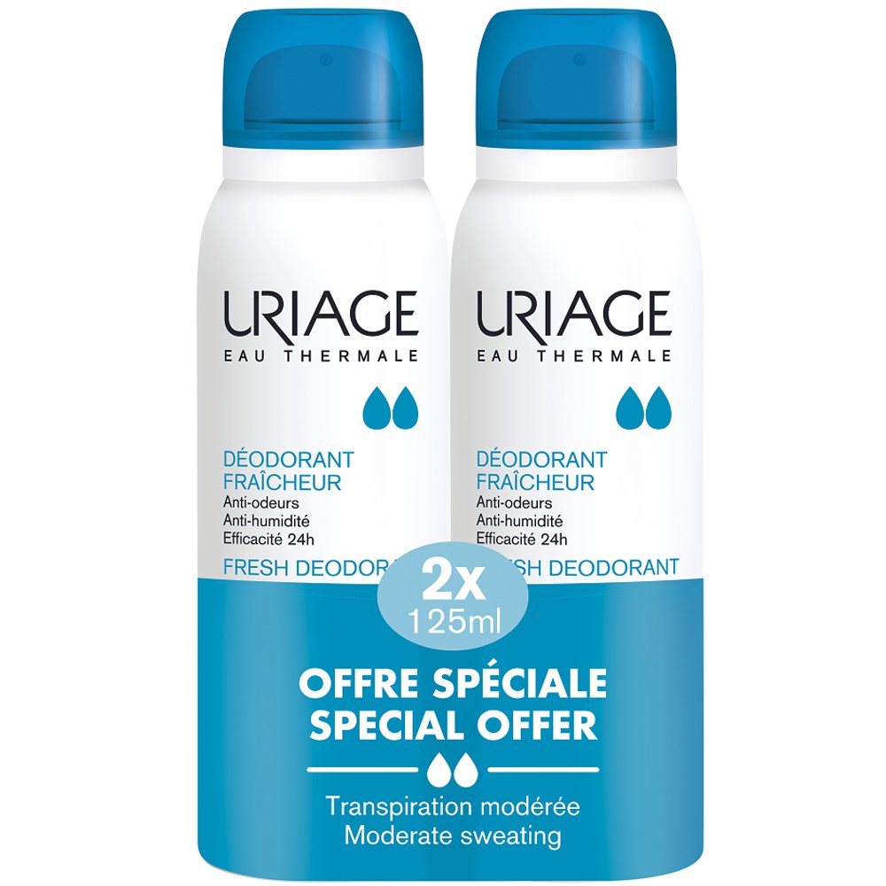 Uriage Πακέτο Προσφοράς Eau Thermale Fresh Deodorant Spray Αποσμητικό Spray Διπλής 24ωρης Δράσης Ενάντια στις Οσμές & την Εφίδρωση 2x125ml