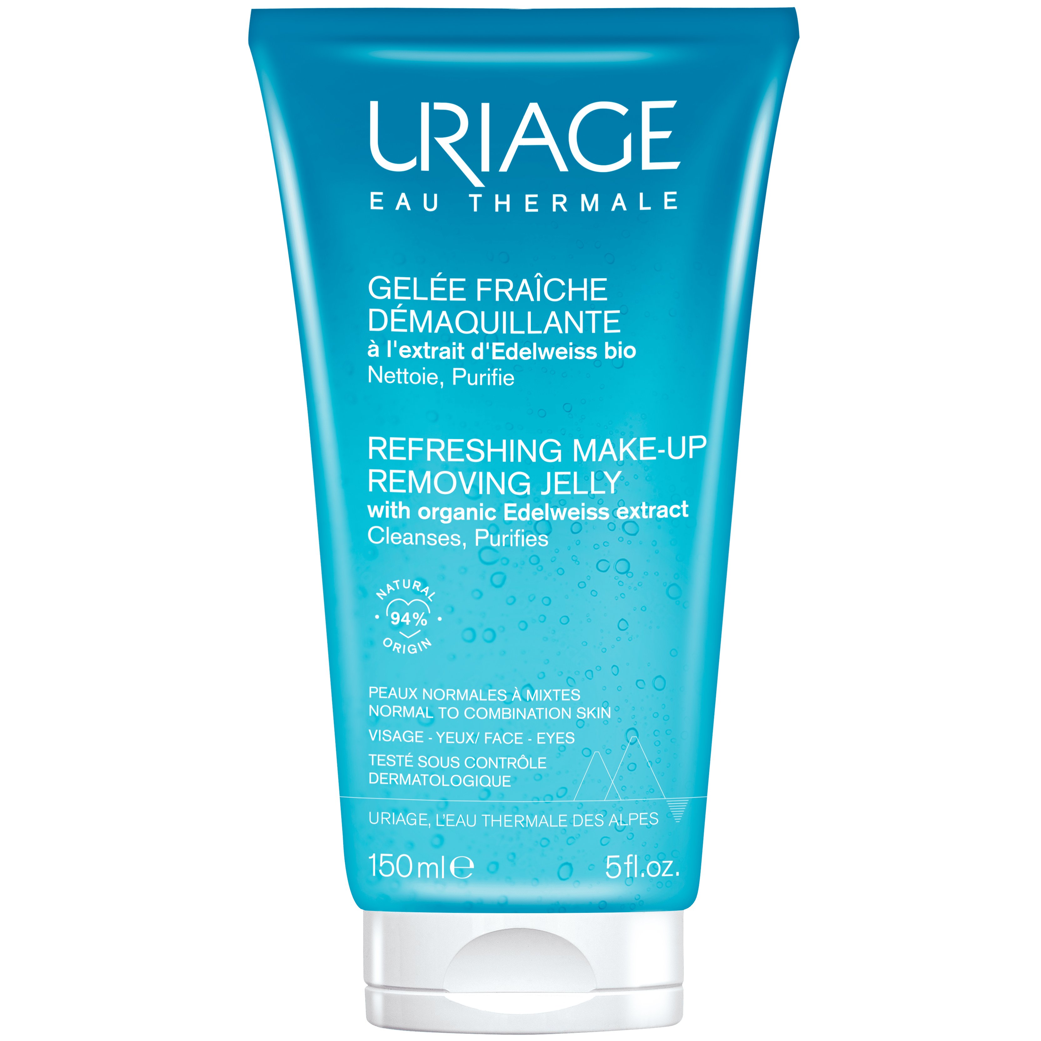 Uriage Uriage Refreshing Make-up Removing Jelly Αναζωογονητικό Gel Καθαρισμού & Ντεμακιγιαζ Προσώπου, Ματιών για Κανονικές, Μικτές Επιδερμίδες 150ml