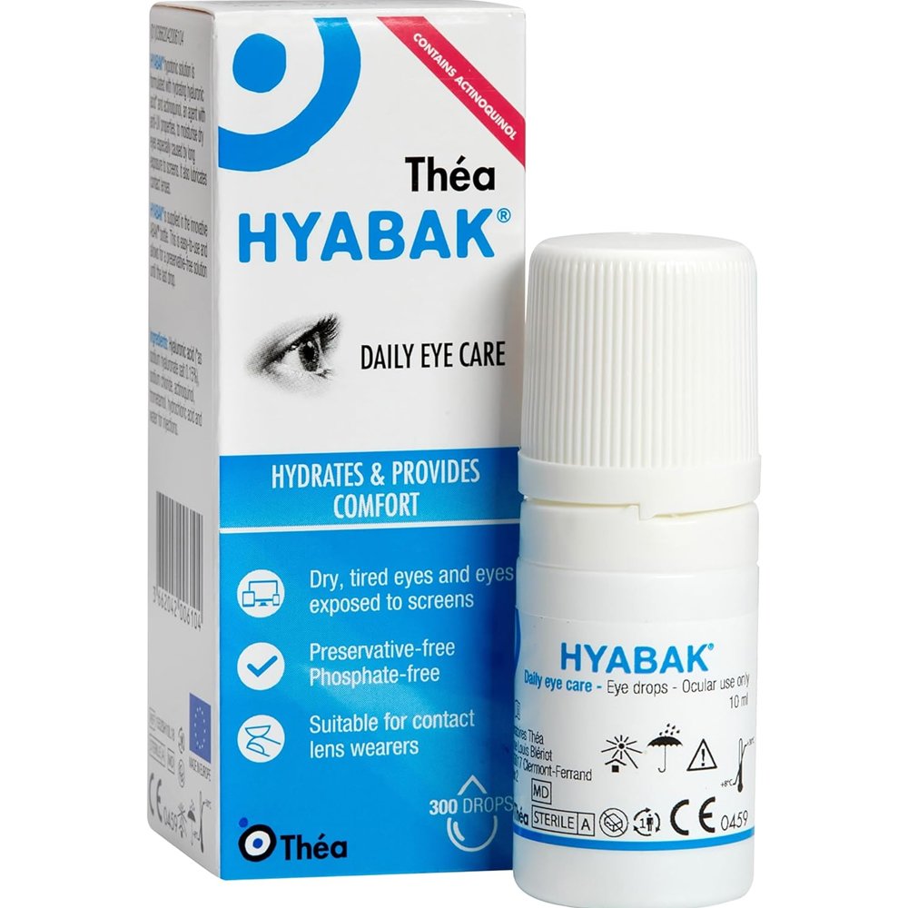 Laboratoires Théa Thea Hyabak Daily Dry Eye Care Οφθαλμικές Σταγόνες που Ενυδατώνουν & Καταπραΰνουν τα Ξηρά, Κουρασμένα & Εκτεθειμένα σε Οθόνες Μάτια 10ml