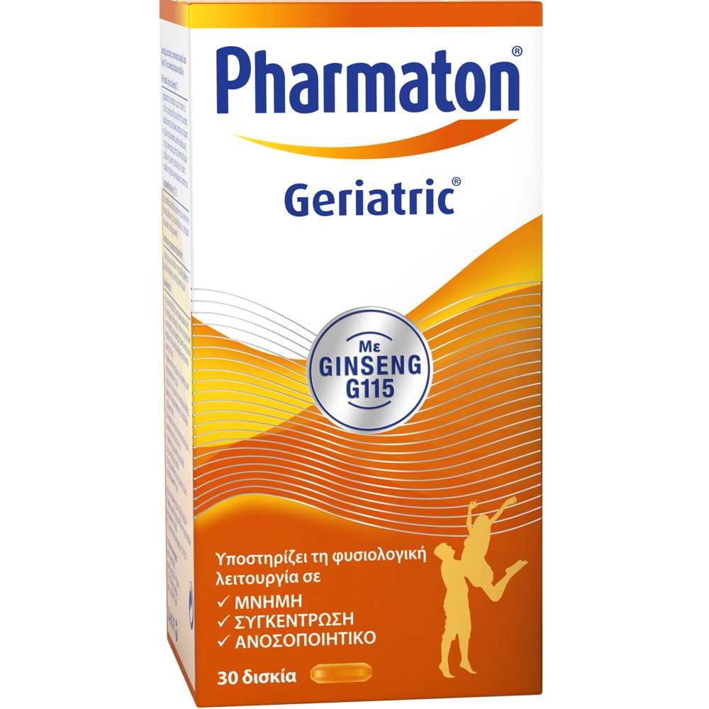 Pharmaton Pharmaton Geriatric Συμπλήρωμα Διατροφής Πολυβιταμινών, Μετάλλων & Ιχνοστοιχείων με Ginseng G115 για Ενέργεια, Τόνωση Κατά της Κόπωσης 30tabs