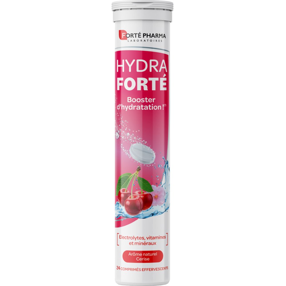 FORTE PHARMA Forte Pharma Hydra Forte Cherry Συμπλήρωμα Διατροφής Ηλεκτρολυτών, Βιταμινών & Μετάλλων για Ενυδάτωση σε Καθημερινή Βάση με Γεύση Κεράσι 24 Effer.tabs