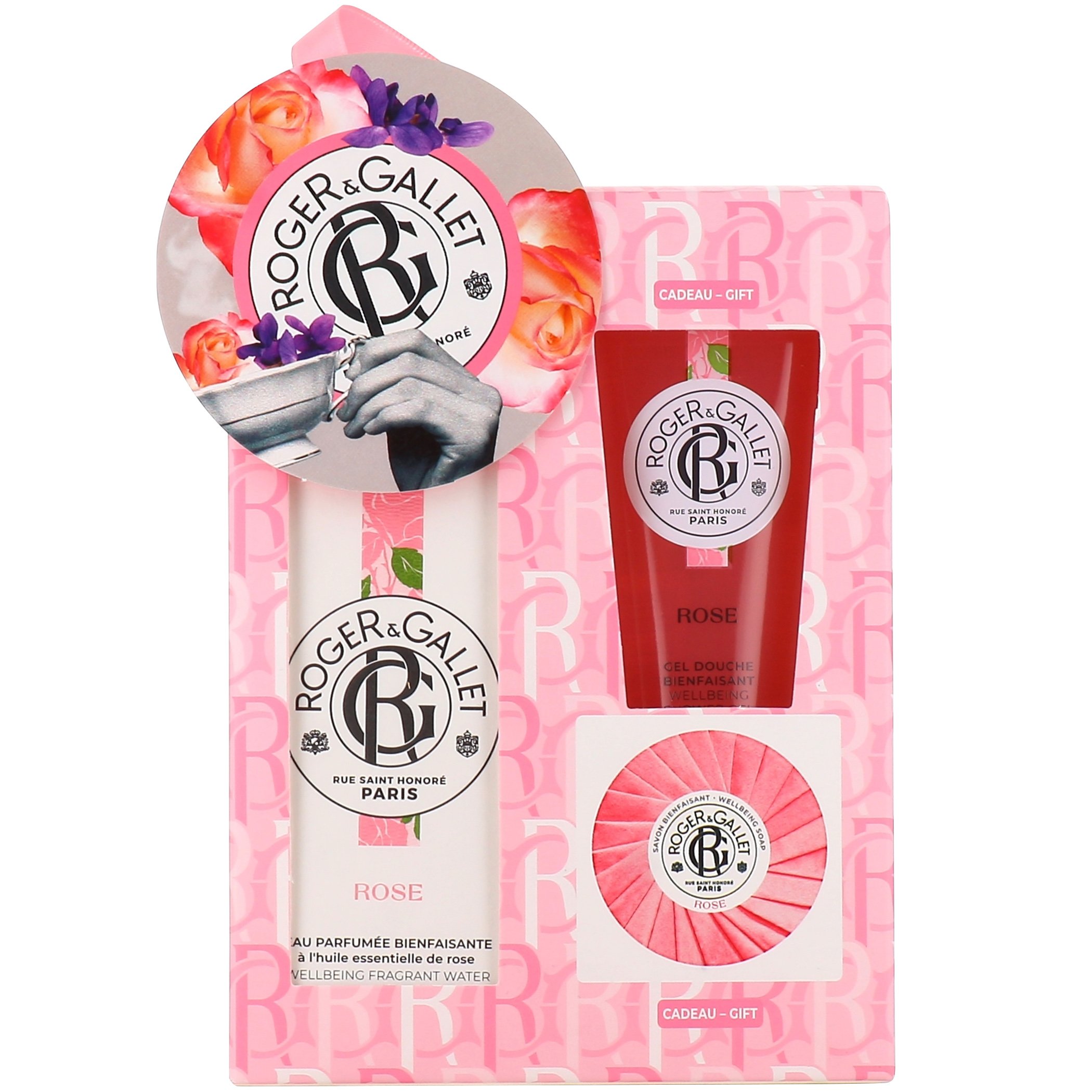 Roger & Gallet Roger & Gallet Πακέτο Προσφοράς Rose Fragrant Wellbeing Water Perfume 100ml & Δώρο Perfumed Soap Bar 50g & Wellbeing Shower Gel 50ml