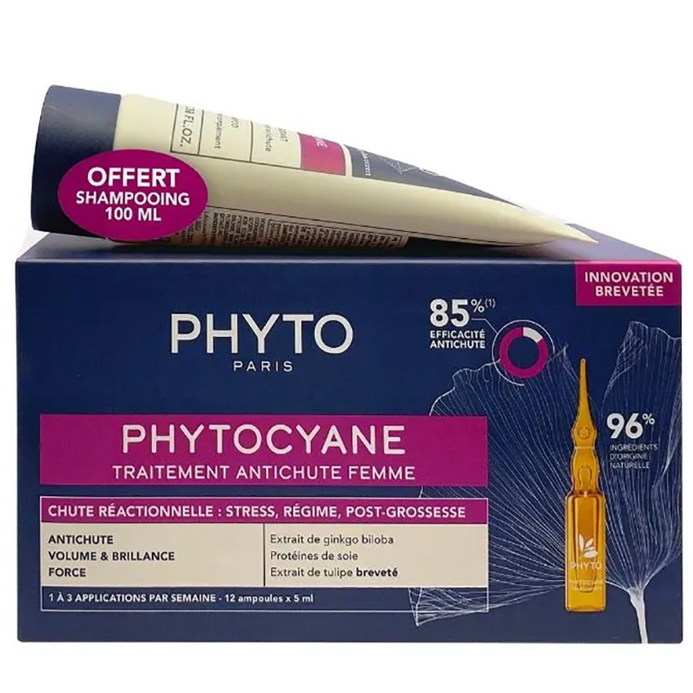 Phyto Paris Phyto Πακέτο Προσφοράς Phytocyane Anti-Hair Loss Treatment for Women 12x5ml & Δώρο Phytocyane Anti Hair Loss Treatment Complement Shampoo 100ml