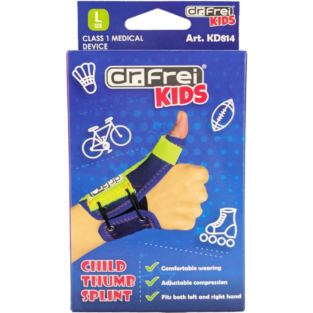 Dr.Frei Dr. Frei Kids Child Thump Splint Παιδικός Νάρθηκας Αντίχειρα Αμφιδέξιος με Υφασμάτινη Αυτοκόλλητη Επιφάνεια για Καλύτερη Εφαρμογή & Κράτημα 1 Τεμάχιο, Κωδ KD814 - Large