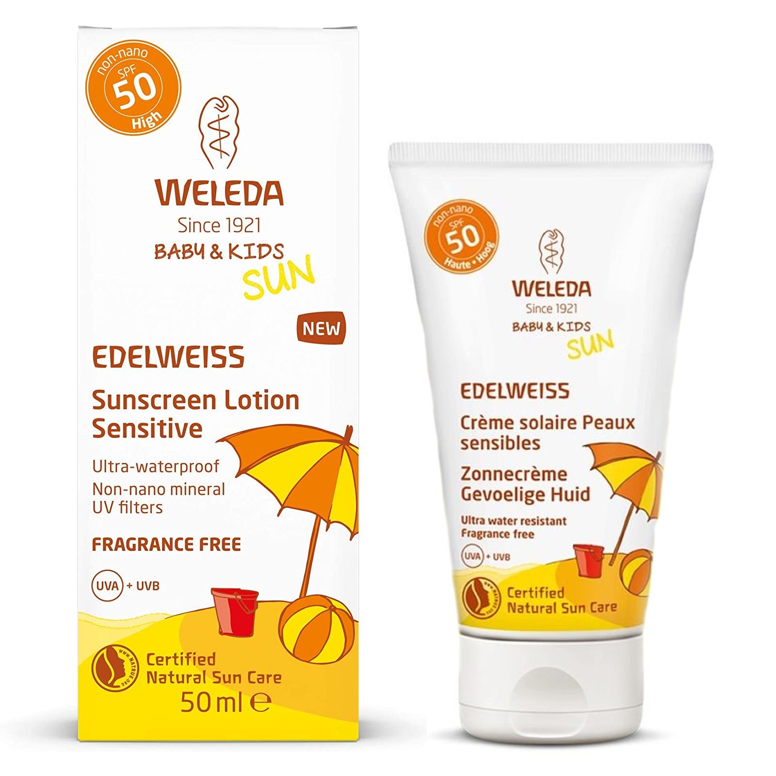 Weleda Weleda Sun Edelweiss Sunscreen Lotion Spf50 Βρεφικό Παιδικό Αντηλιακό Γαλάκτωμα Προσώπου Σώματος Υψηλής Προστασίας 50ml