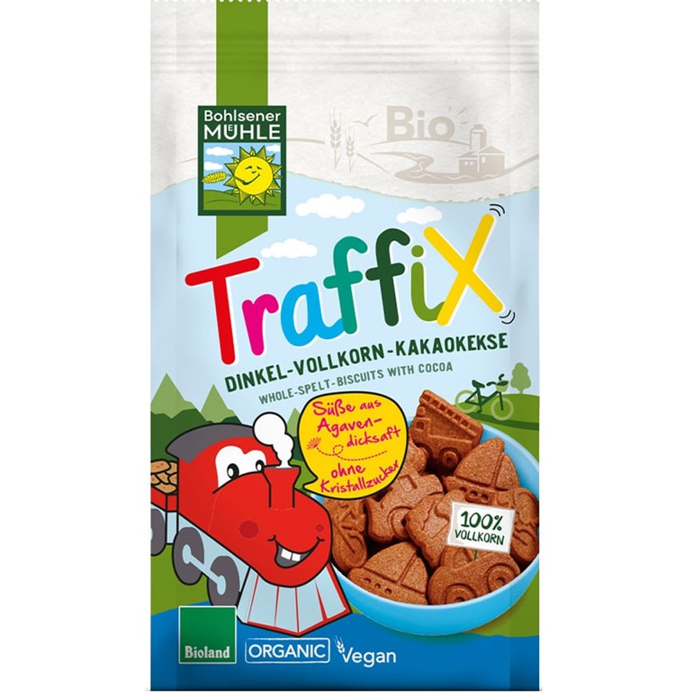 Bohlsener Mühle Traffix Dinkel Whole Spelt Biscuits with Cocoa Βιολογικά Μπισκότα με Αλεύρι Ντίνκελ & Βρώμη Ολικής Άλεσης με Κακάο 125g φωτογραφία