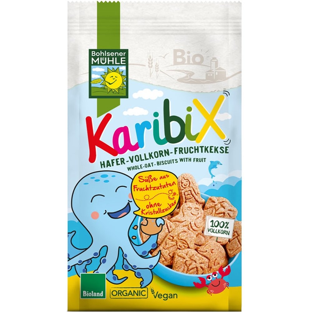 Bohlsener Mühle Bohlsener Mühle Karibix Whole Oat Biscuits with Fruit Βιολογικά Τραγανά Μπισκότα Βρώμης Ολικής Άλεσης με Προσθήκη Φρούτων 125g