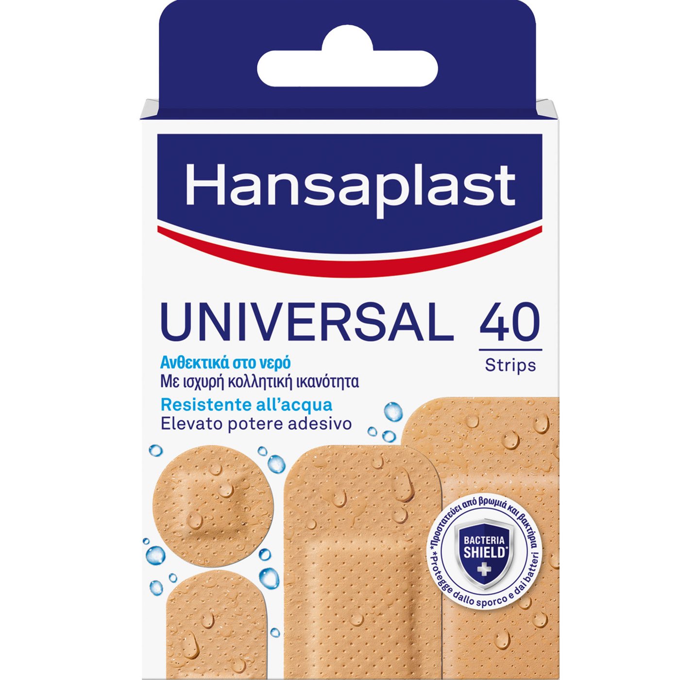 Hansaplast Hansaplast Universal Water Resistant Ανθεκτικά στο Νερό Επιθέματα σε Διάφορα Μεγέθη για Κάλυψη Μικρών Πληγών 40 Τεμάχια