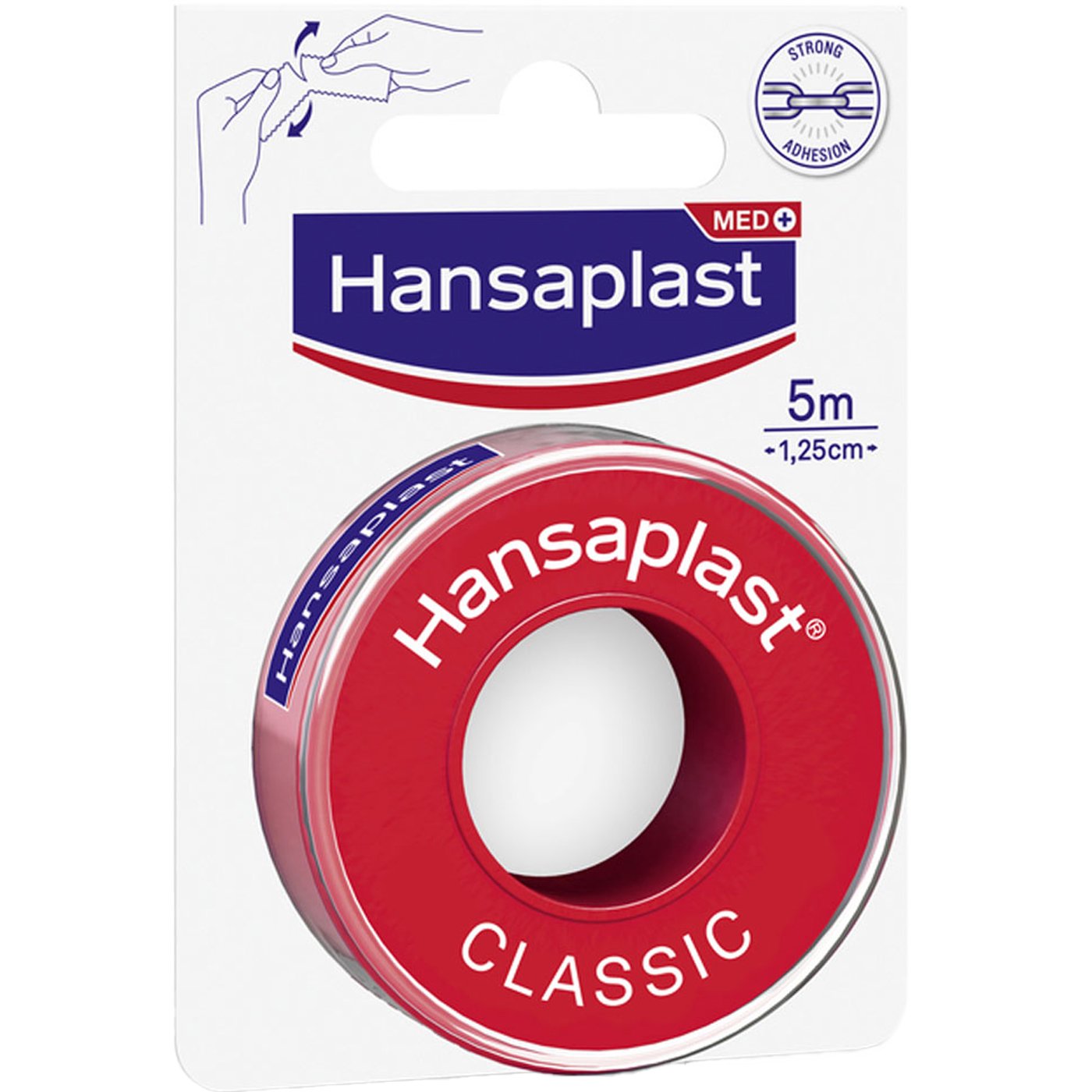 Hansaplast Hansaplast Med+ Classic Tape 5m x 1,25cm Ταινία Στερέωσης για Παροχή Πρώτων Βοηθειών, 1 Τεμάχιο