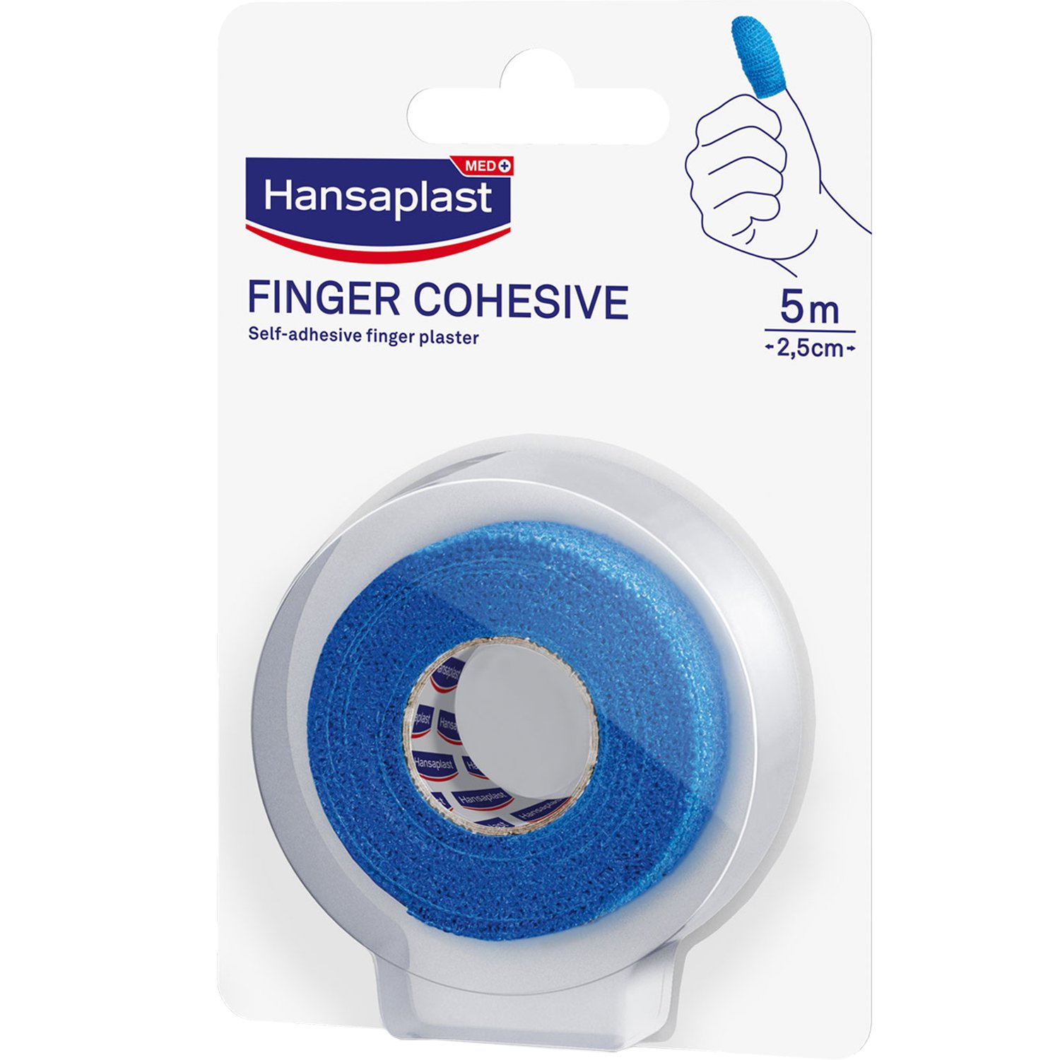 Hansaplast Hansaplast Med+ Finger Cohesive 5m x 2,5cm Αυτοσυγκρατούμενος Αυτοκόλλητος Επίδεσμος Δακτύλων, 1 Τεμάχιο