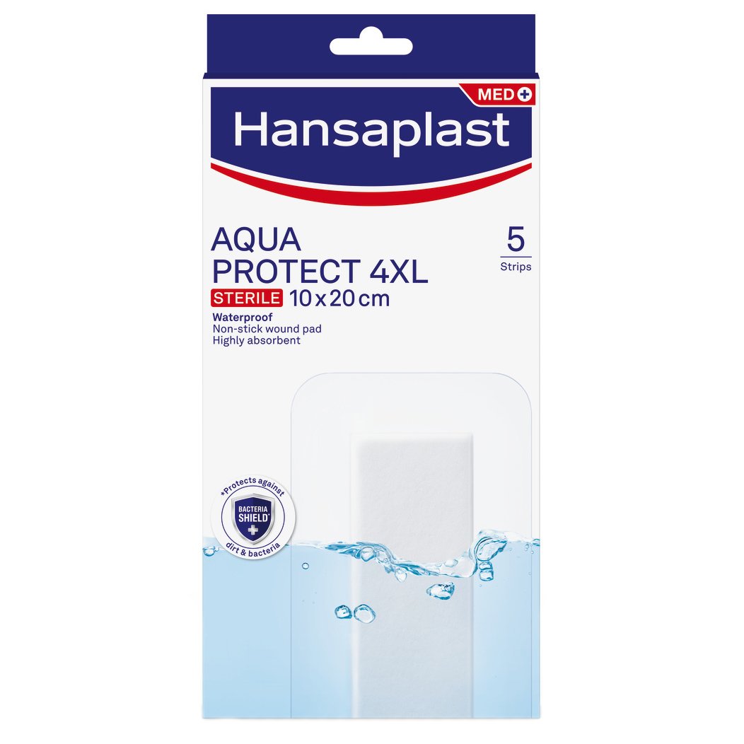 Hansaplast Hansaplast Aqua Protect 4XL Sterile Strips 10x20cm Αδιάβροχα Επιθέματα για την Κάλυψη & Προστασία Μεσαίων ή Μεγαλύτερων Πληγών 5 Τεμάχια