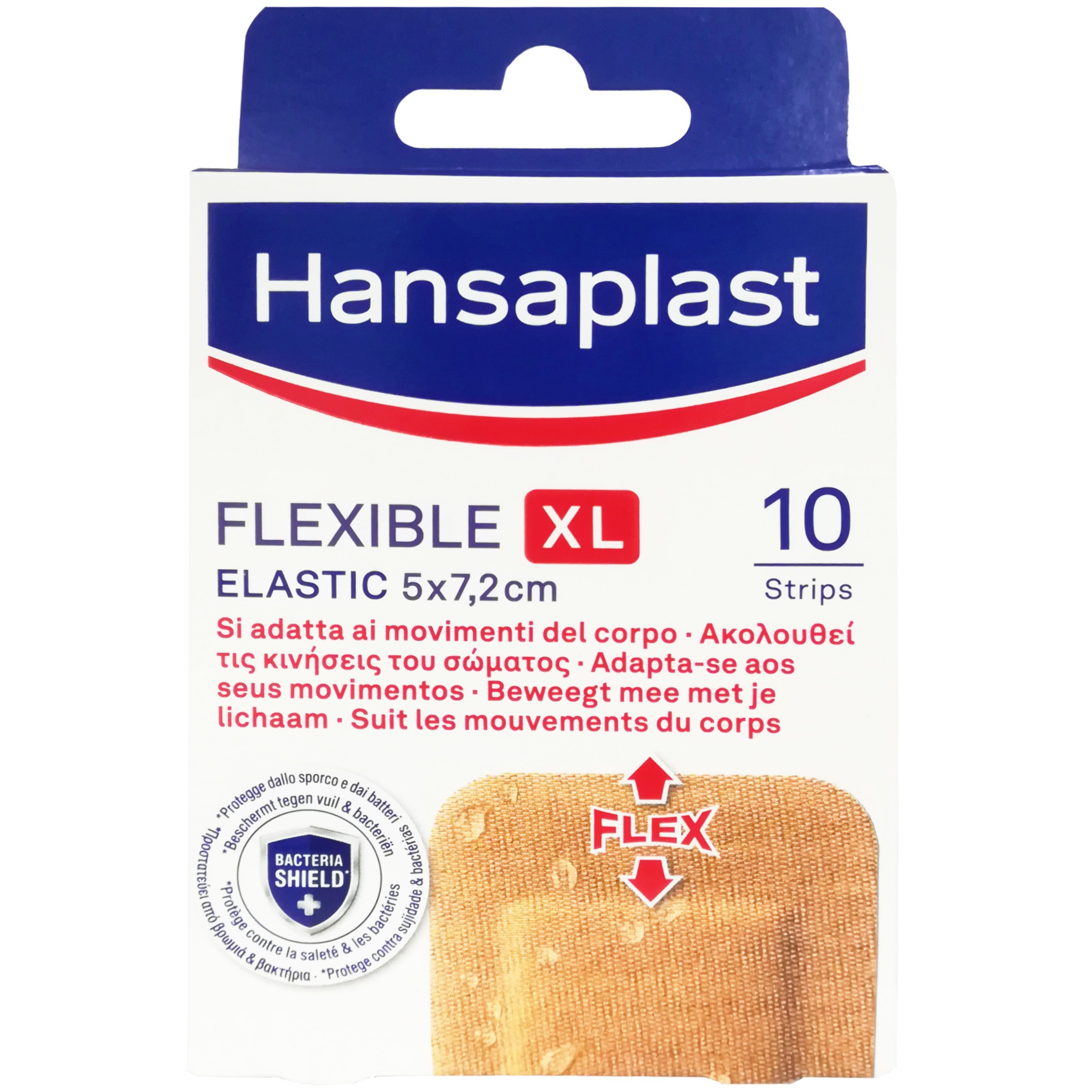 Hansaplast Hansaplast Flexible Strips XL Elastic 5x7,2cm Εύκαμπτα & Αδιάβροχα Επιθέματα που Καλύπτουν & Προστατεύουν Μεσαίου Μεγέθους Πληγές 10 Τεμάχια