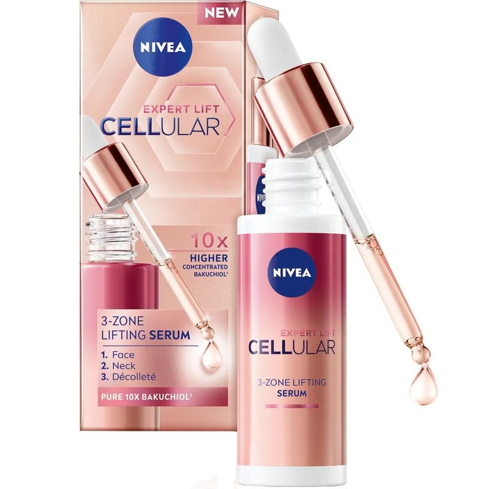 Nivea Nivea Cellular Expert Lift Serum Προηγμένος Ορός Προσώπου, Λαιμού & Ντεκολτέ για Ορατή Σύσφιξη & Αντιγήρανση από τις Πρώτες Μέρες 30ml