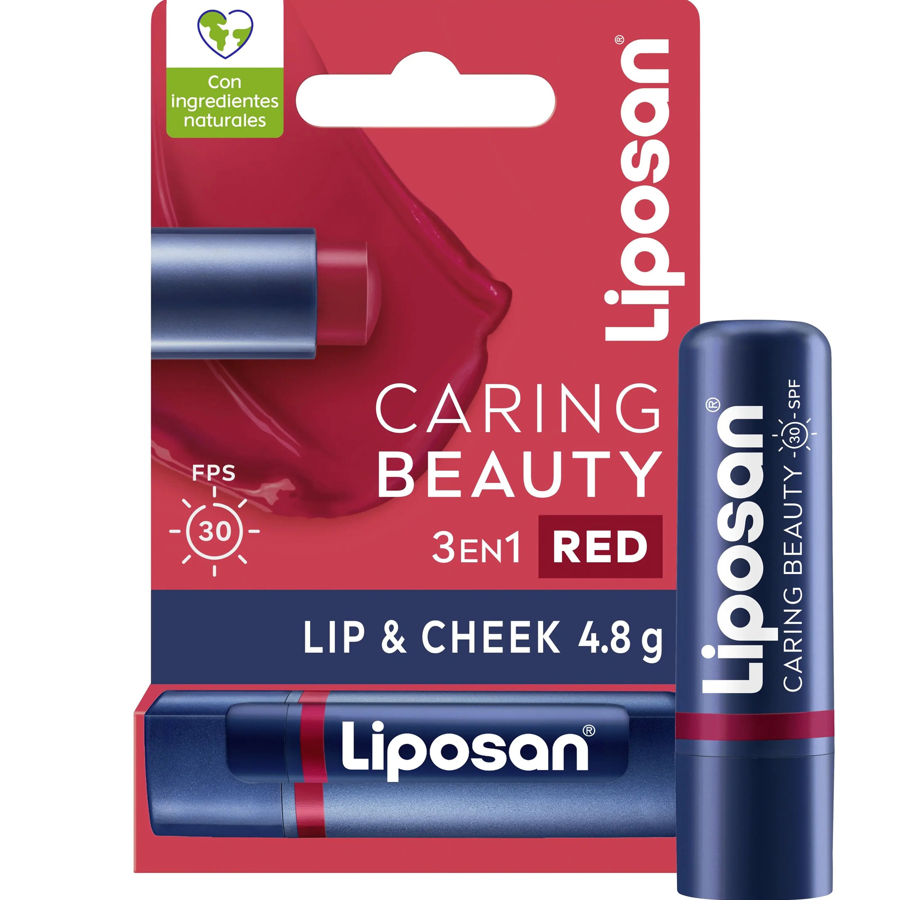 Liposan Liposan Caring Beauty Lip & Cheek Spf30 Βάλσαμο με Χρώμα για Χείλη & Μάγουλα με Υψηλό Δείκτη Προστασίας 4.8g - Red