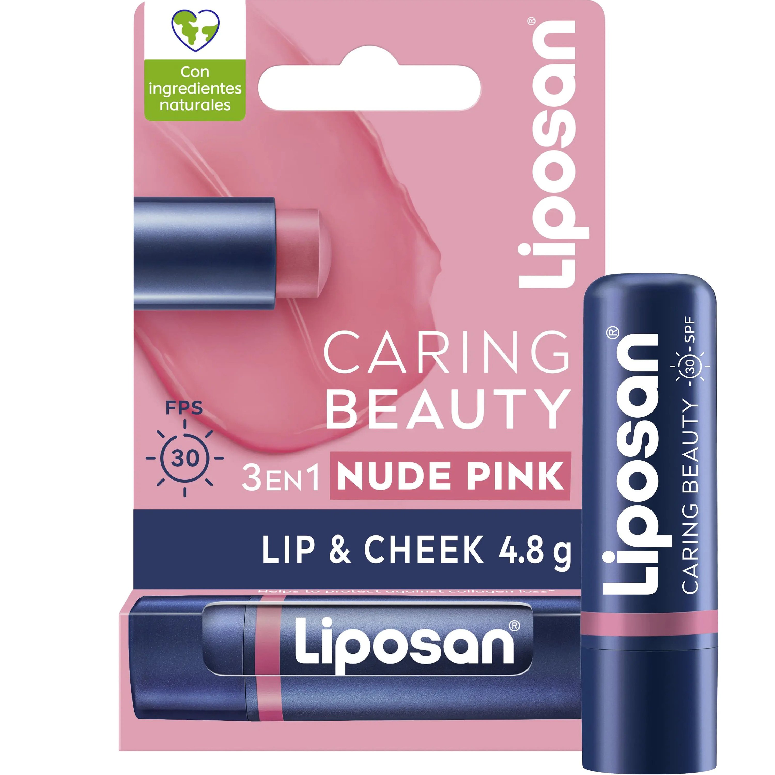 Liposan Liposan Caring Beauty Lip & Cheek Spf30 Βάλσαμο με Χρώμα για Χείλη & Μάγουλα με Υψηλό Δείκτη Προστασίας 4.8g - Nude Pink