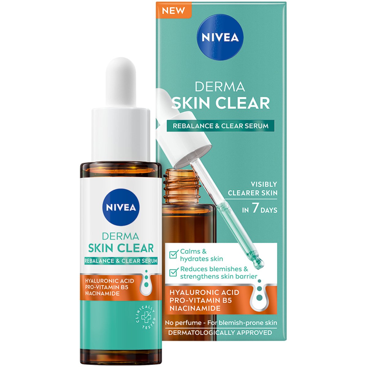 Nivea Nivea Derma Skin Clear Rebalance & Clear Serum Καταπραϋντικός Ενυδατικός Ορός Κατά των Ατελειών Κατάλληλος για Επιδερμίδες με Τάση Ακμής 30ml