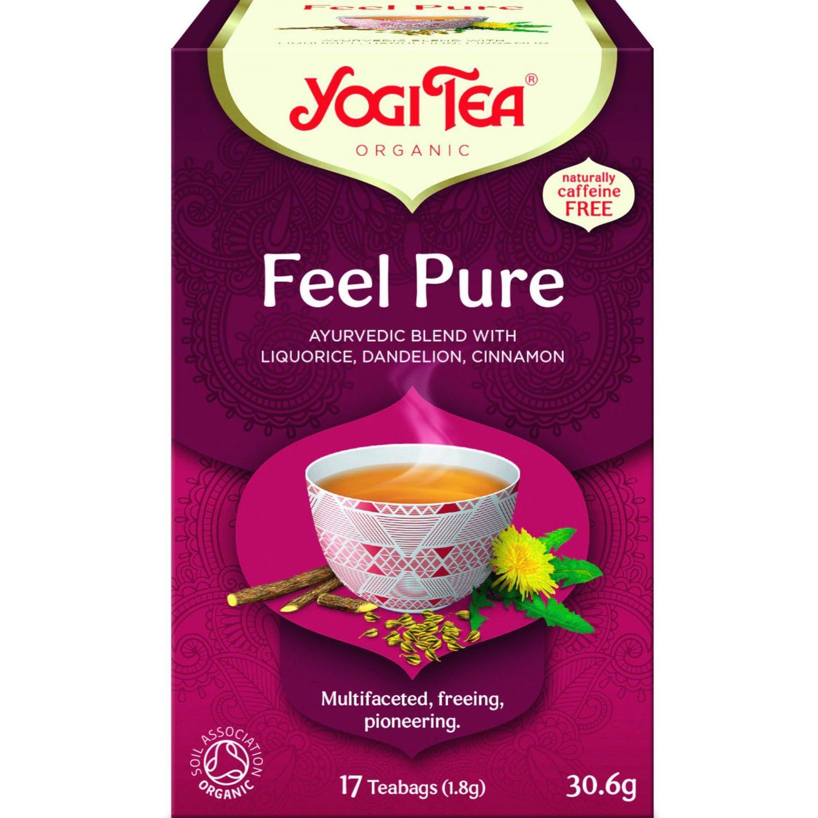 Yogi Tea Yogi Tea Feel Pure Ρόφημα Μείγματος Γλυκόριζας, Ταράξακου & Κανέλλας Φιλοσοφίας Αγιουρβέδα για Αποτοξίνωση 17 Τεμάχια (17 Φακελάκια x 1.8g)