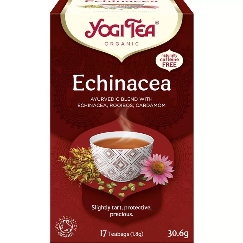 Yogi Tea Yogi Tea Echinacea Ayurvedic Blend 17 Teabags (17 Φακελάκια x 1.8g),Ρόφημα Βοτάνων για τη Γρίπη & το Κρυολόγημα με Εχινάκεια