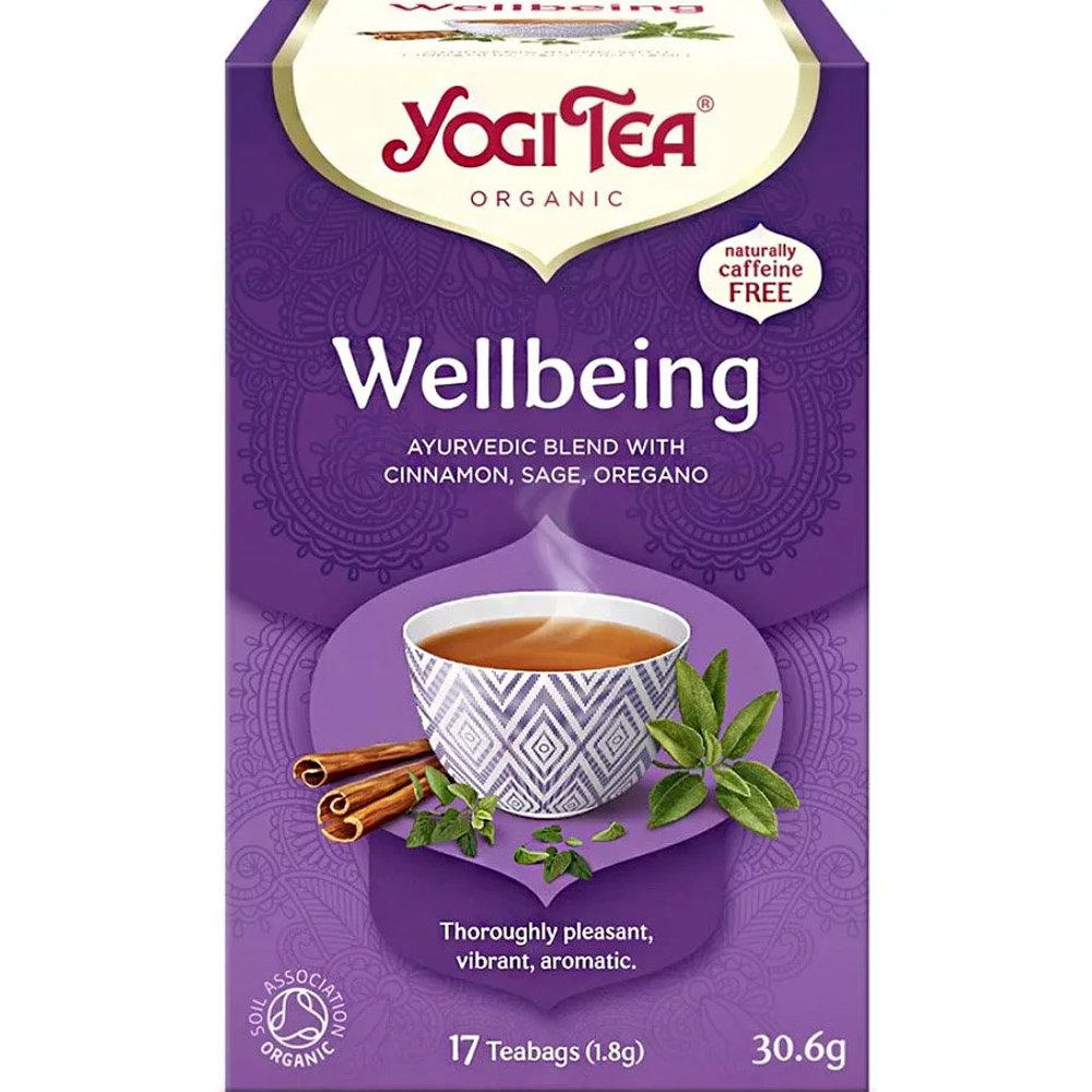 Yogi Tea Yogi Tea Wellbeing Ayurvedic Blend 17 Teabags (17 Φακελάκια x 1.8g),Ρόφημα Βοτάνων για Χαλάρωση & Ευεξία με Κανέλα, Φασκόμηλο & Ρίγανη