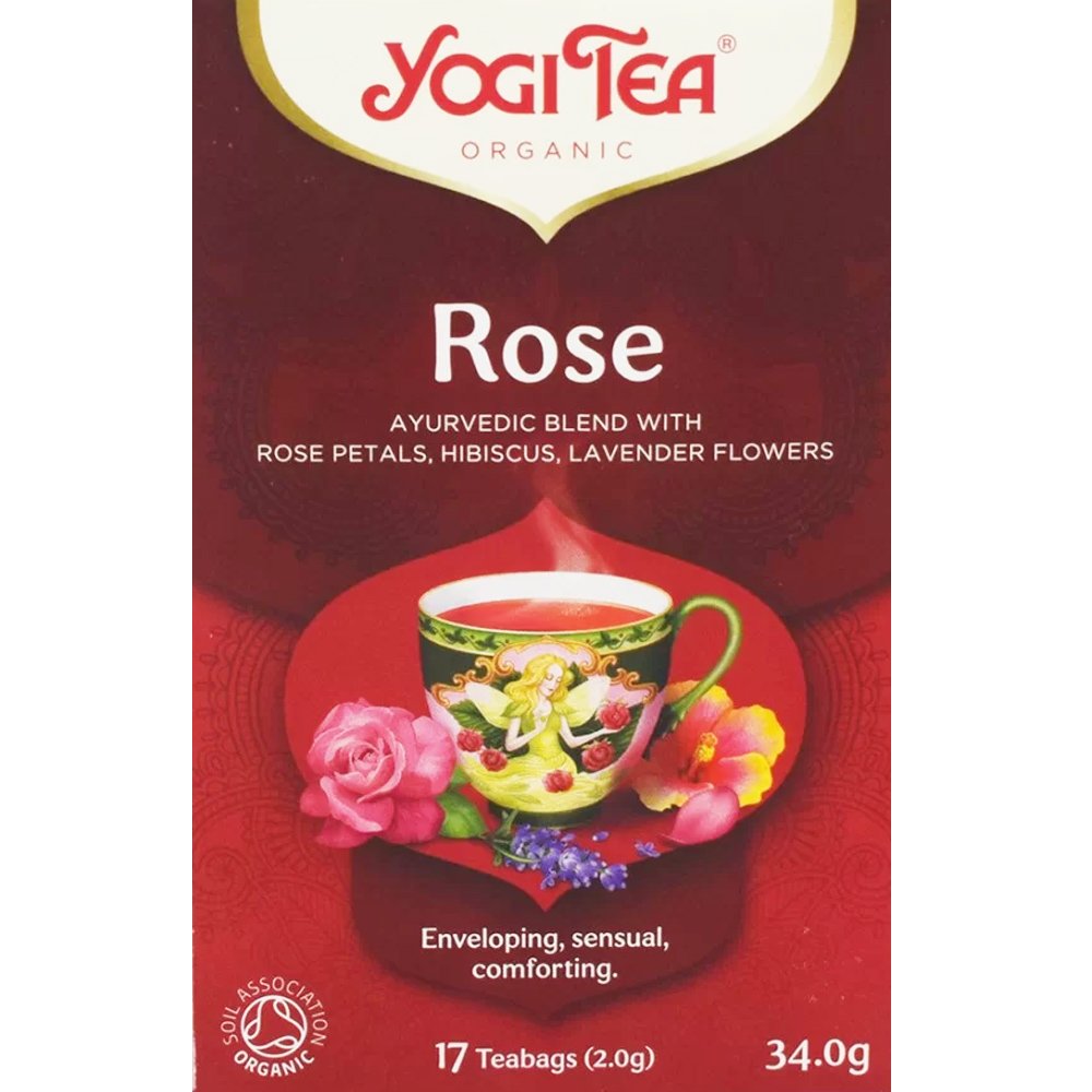 Yogi Tea Yogi Tea Rose Ayurvedic Blend 17 Teabags (17 Φακελάκια x 2.0g),Ρόφημα Βοτάνων για Ευεξία & Χαλάρωση με Ροδοπέταλα, Ιβίσκο, Χαμομήλι & Λεβάντα