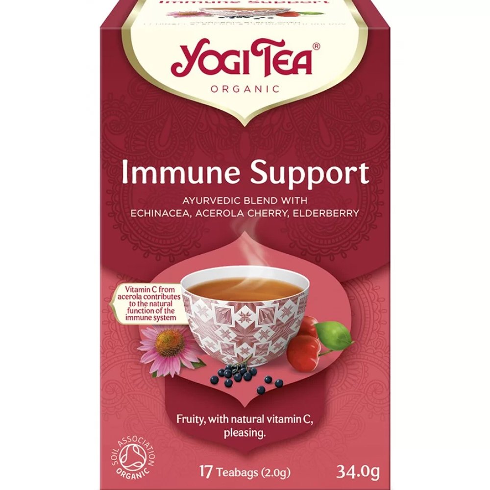 Yogi Tea Yogi Tea Immune Support Ayurvedic Blend 17 Teabags (17 Φακελάκια x 1.8g),Τσάι Ενίσχυσης του Ανοσοποιητικού με Μούρα, Εχινάκια & Βασιλικό