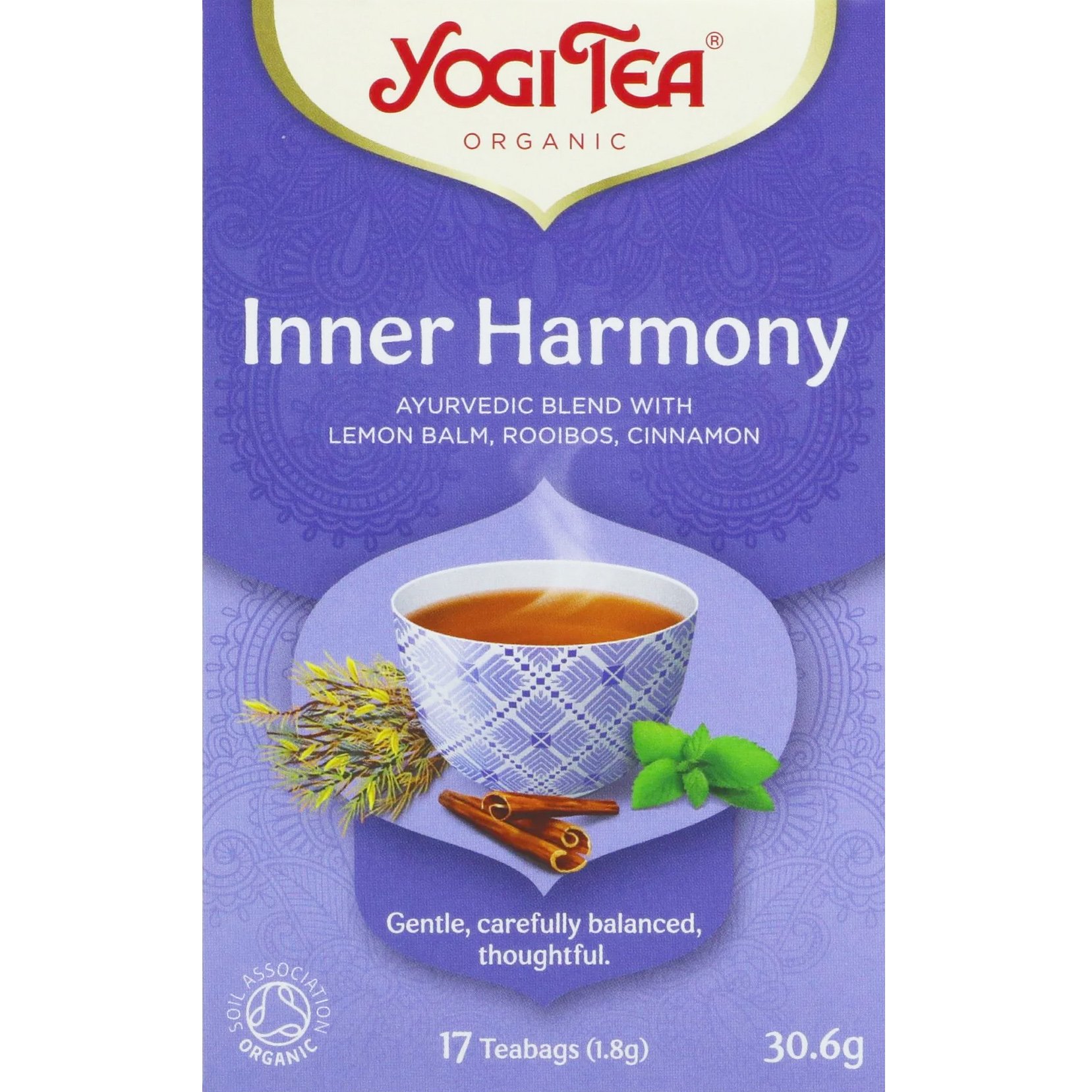 Yogi Tea Yogi Tea Inner Harmony Ayurvedic Blend 17 Teabags (17 Φακελάκια x 1.8g),Ρόφημα Βοτάνων με Βάλσαμο Λεμονιού, Λεβάντα & Χαμομήλι για Χαλάρωση