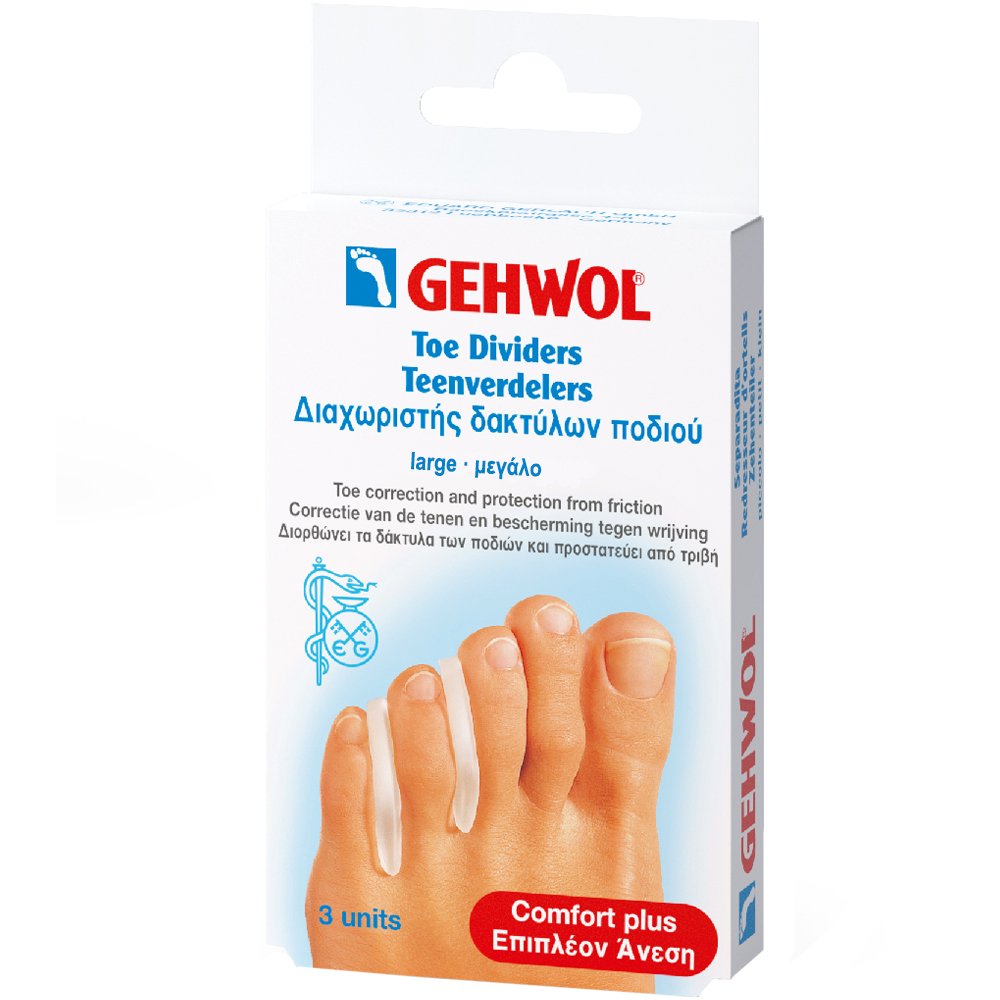 Gehwol Gehwol Toe Dividers Διαχωριστής Δακτύλων Ποδιού για Ανακούφιση από Ερεθισμένους Κάλους Μεταξύ των Δακτύλων & Προστασία Έναντι της Τριβής 3 Τεμάχια - Μεγάλο (L)