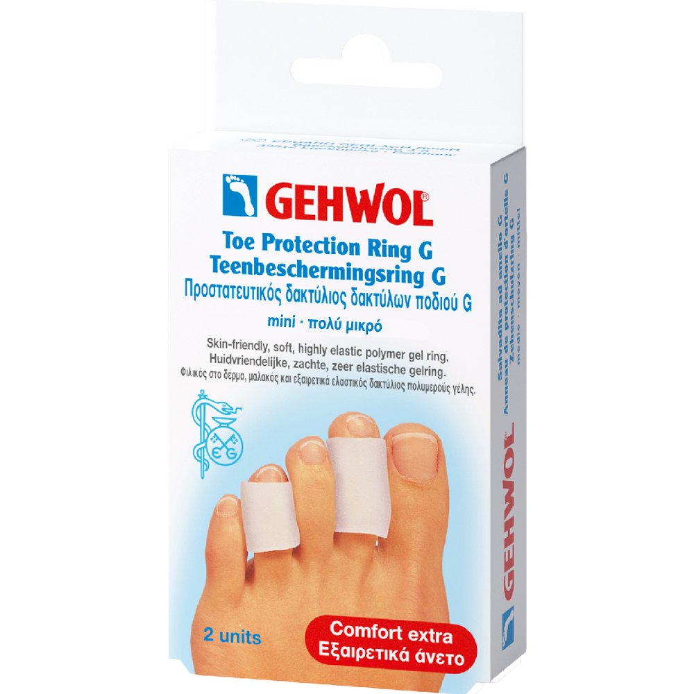 Gehwol Gehwol Toe Protection Ring G Προστατευτικός Δακτύλιος Ποδιού G για Ανακούφιση από τον Πόνο που Προέρχεται από Κάλους & Μυρμηγκιές 2 Τεμάχια - Mini (XS)