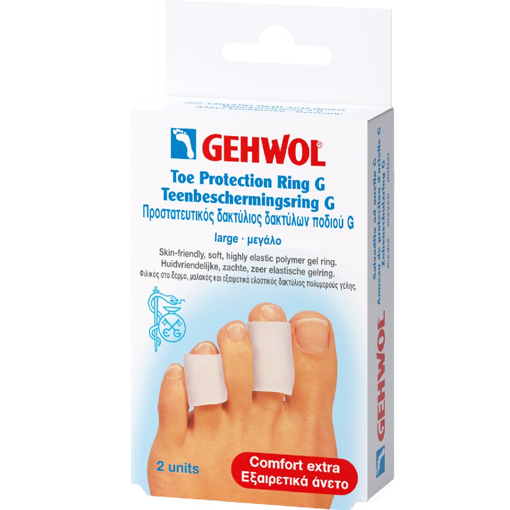 Gehwol Gehwol Toe Protection Ring G Προστατευτικός Δακτύλιος Ποδιού G για Ανακούφιση από τον Πόνο που Προέρχεται από Κάλους & Μυρμηγκιές 2 Τεμάχια - Μεγάλο (L)