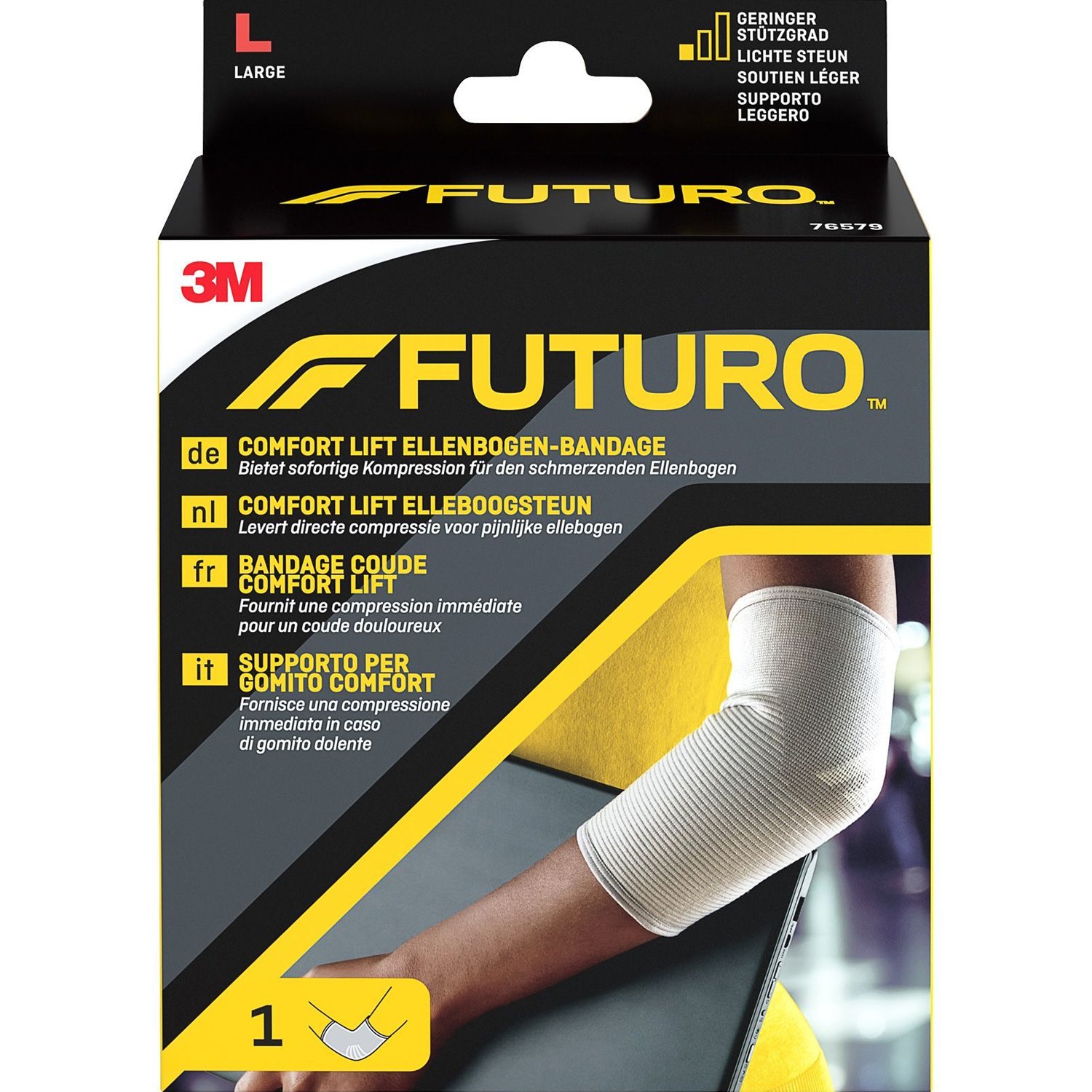 FUTURO 3M Futuro Comfort Elbow Support Ελαστική Περιαγκωνίδα που Παρέχει Στήριξη σε Δύσκαμπτους, Αδύναμους & Τραυματισμένους Αγκώνες Κωδ 76579 1 Τεμάχιο - Large