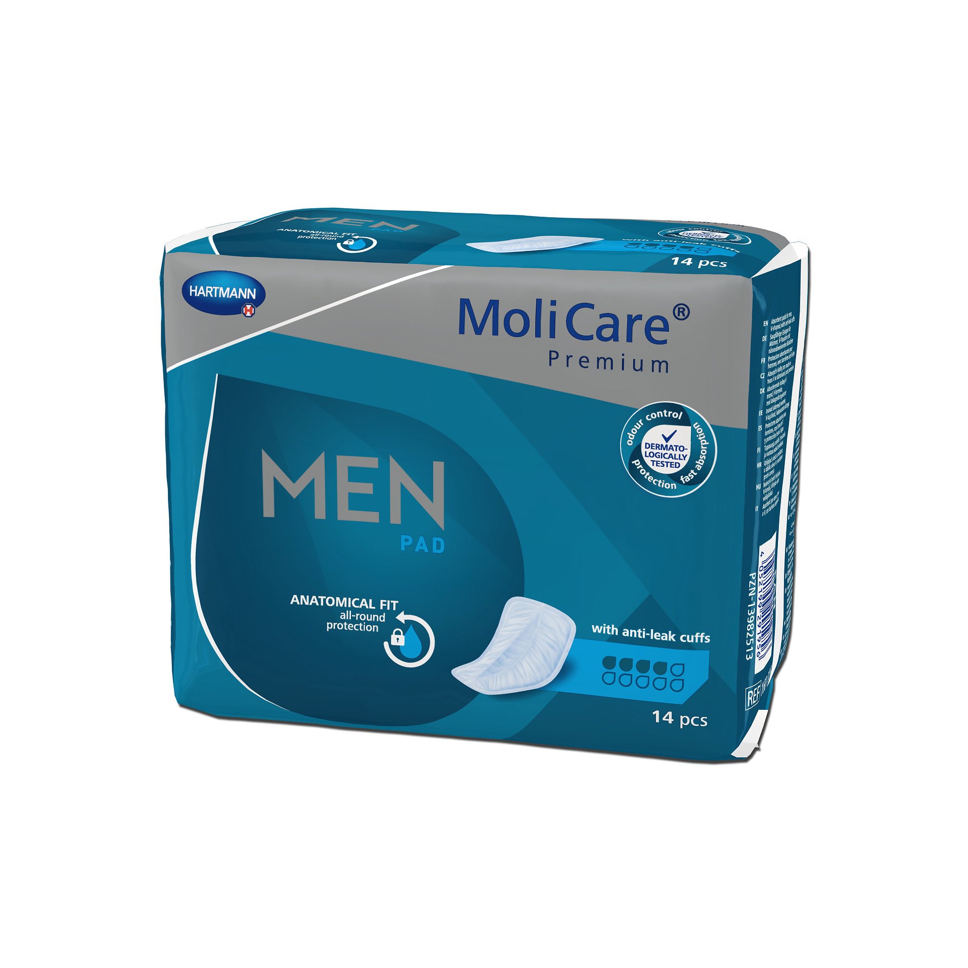 HARTMANN Hartmann MoliCare Premium Men Pad Επιθέματα Ακράτειας για Άντρες 4 Σταγόνες 14 Τεμάχια