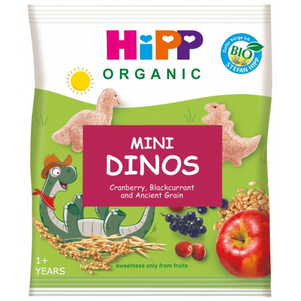 Hipp Bio Mini Dinos Fruit & Cereal Snack 1+ Years Βιολογικό Σνακ Δημητριακών με Φρούτα & Χυμούς Φρούτων με Σχήμα Δεινοσαυράκια 30g φωτογραφία