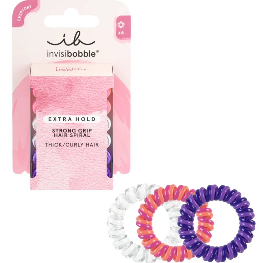 Invisibobble Invisibobble Extra Hold Strong Grip Hair Spiral Twirl Boss Λαστιχάκια Μαλλιών με Απόλυτο Κράτημα για Πυκνά - Σγουρά Μαλλιά 6 Τεμάχια