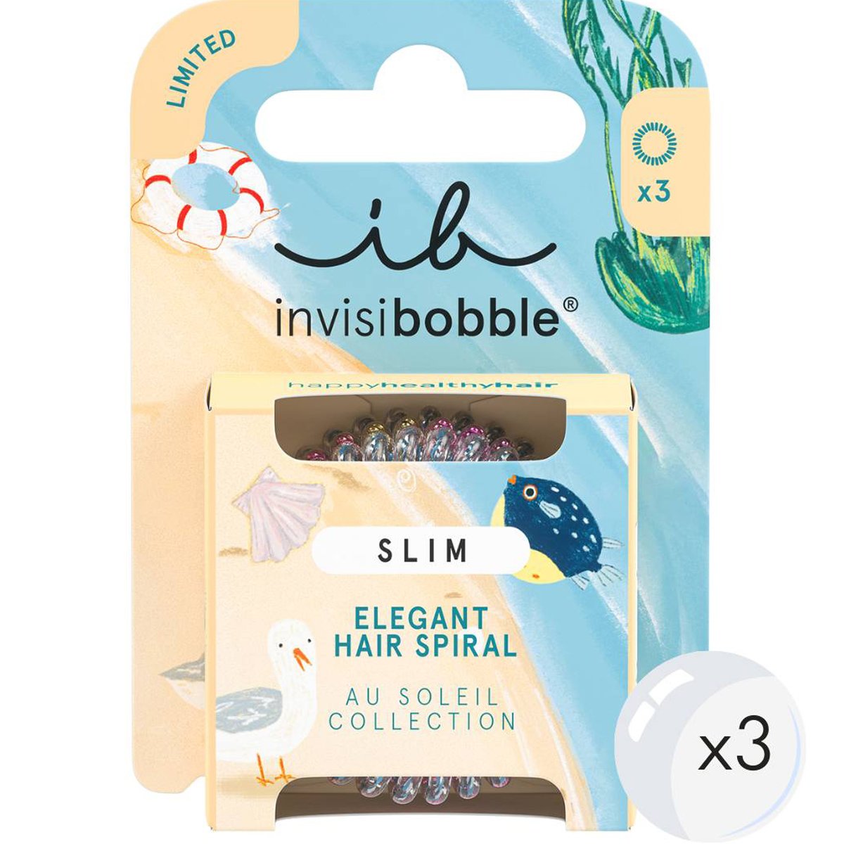 Invisibobble Invisibobble Slim Au Soleil Vibrant Vacation Λαστιχάκια Μαλλιών για Κομψό Δέσιμο σε Συλλεκτική Έκδοση 3 Τεμάχια