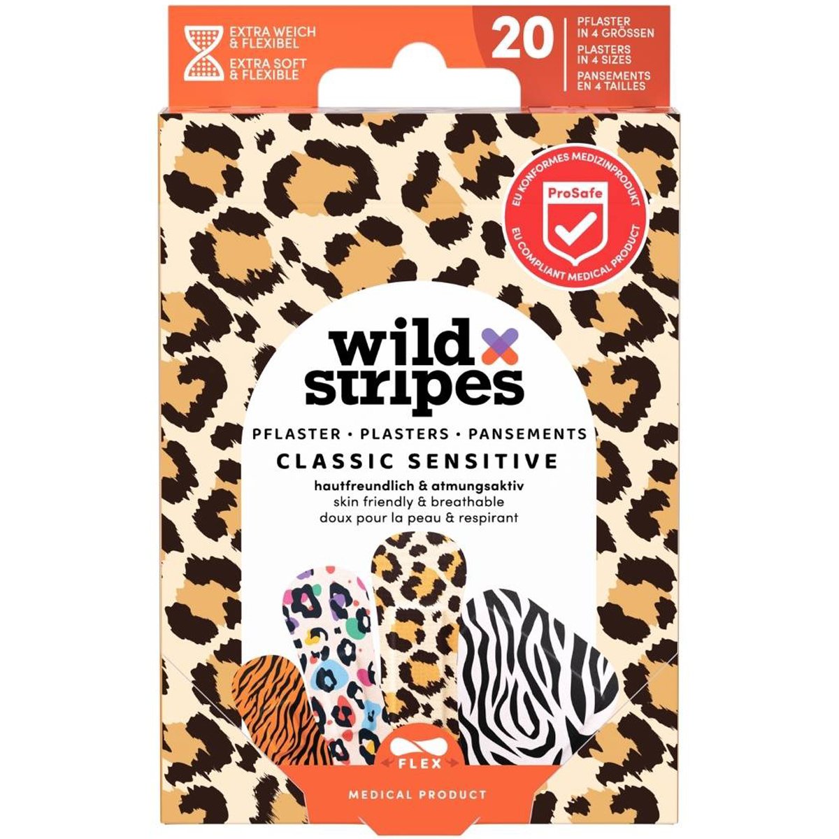 Wild Stripes Wild Stripes Classic Sensitive Animal Plasters Υποαλλεργικά Αυτοκόλλητα Επιθέματα για την Κάλυψη & Προστασία Μικρών Πληγών Φιλικά με την Επιδερμίδα για Βέλτιστη Επούλωση 20 Τεμάχια