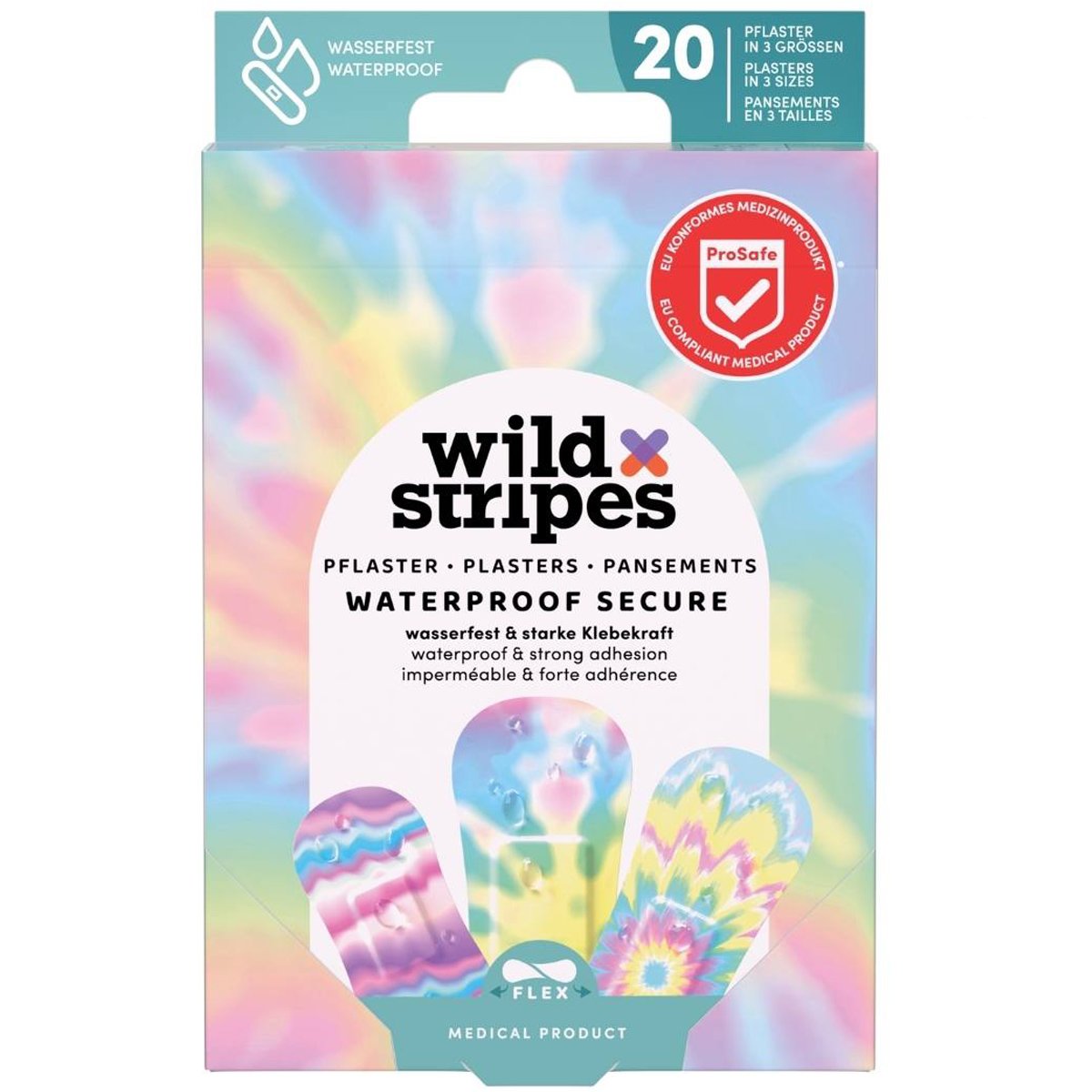 Wild Stripes Wild Stripes Waterproof Rainbow Plasters Υποαλλεργικά Αυτοκόλλητα Επιθέματα για την Κάλυψη & Προστασία Μικρών Πληγών Φιλικά με την Επιδερμίδα για Βέλτιστη Επούλωση 20 Τεμάχια