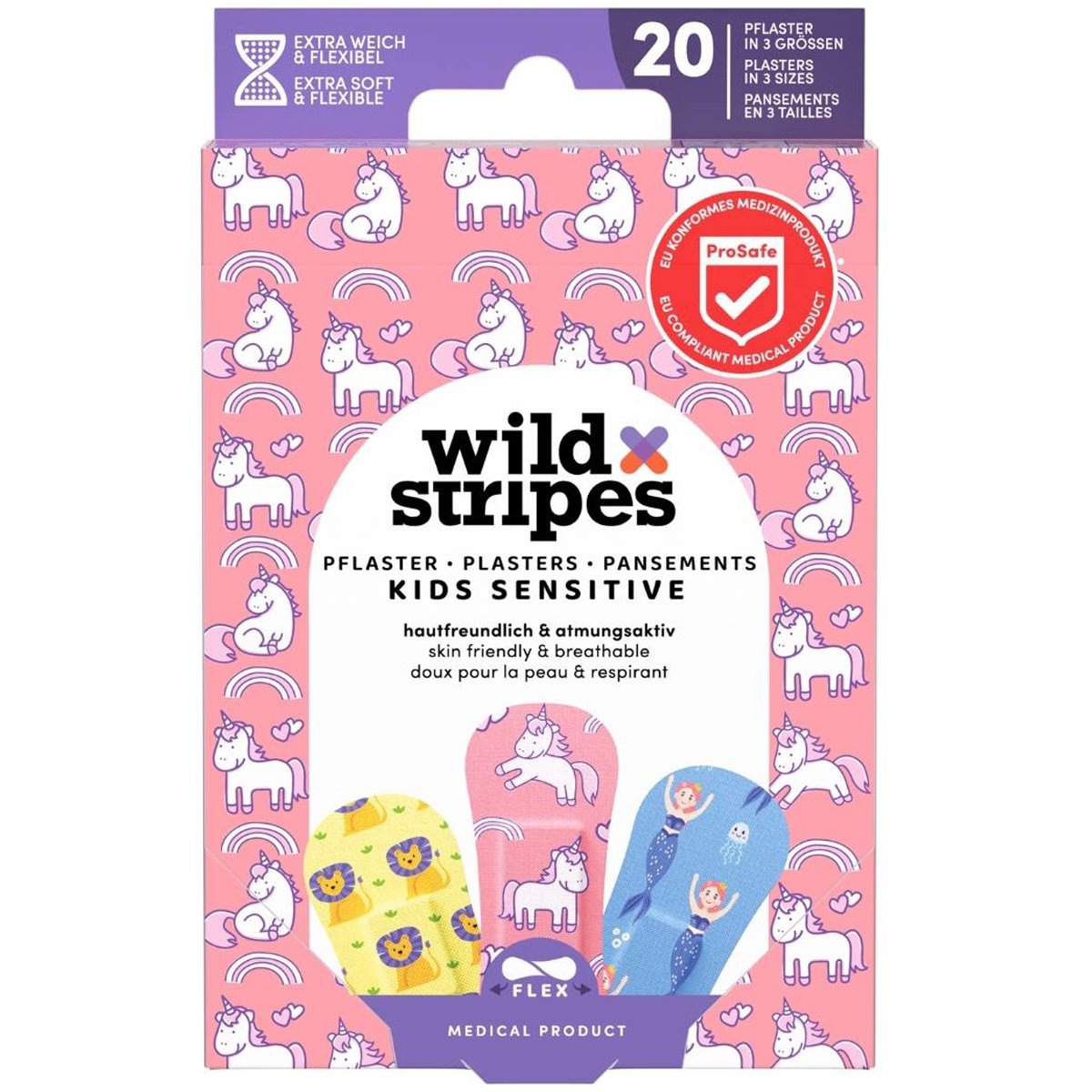 Wild Stripes Wild Stripes Kids Fantasy Plasters Υποαλλεργικά Παιδικά Επιθέματα για την Κάλυψη & Προστασία Μικρών Πληγών Φιλικά με την Επιδερμίδα για Βέλτιστη Επούλωση 20 Τεμάχια