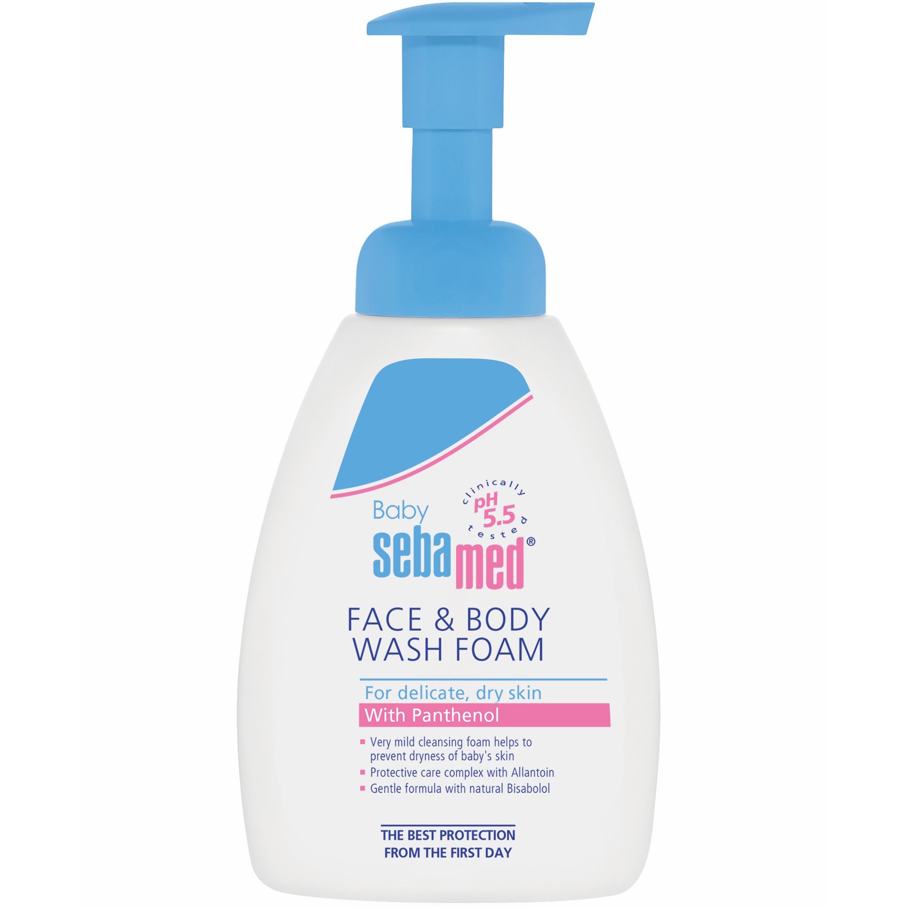 Sebamed Sebamed Baby Wash Foam for Delicate, Dry Skin with Panthenol Ήπιος Αφρός Καθαρισμού Προσώπου & Σώματος για Πρόληψη της Ξηροδερμίας στα Βρέφη από την Πρώτη Μέρα 400ml