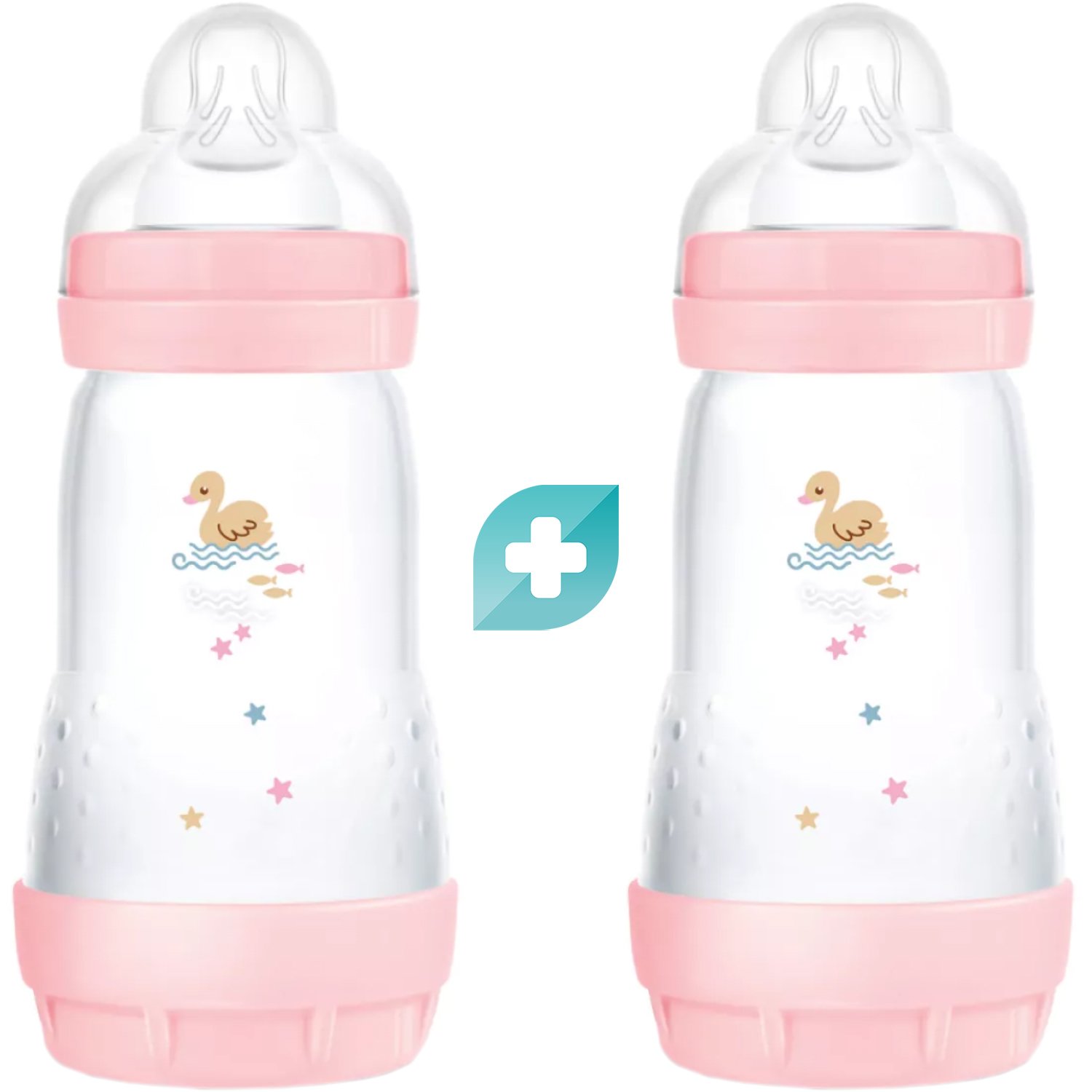 Mam Promo Easy Start Anti-Colic Plastic Bootle 2m+ Μπιμπερό Πολυπροπυλενίου με Θηλή Σιλικόνης Μεσαίας Ροής & Σύστημα Κατά των Κολικών 2x260ml, Κωδ 355SGc - Ροζ 2 φωτογραφία