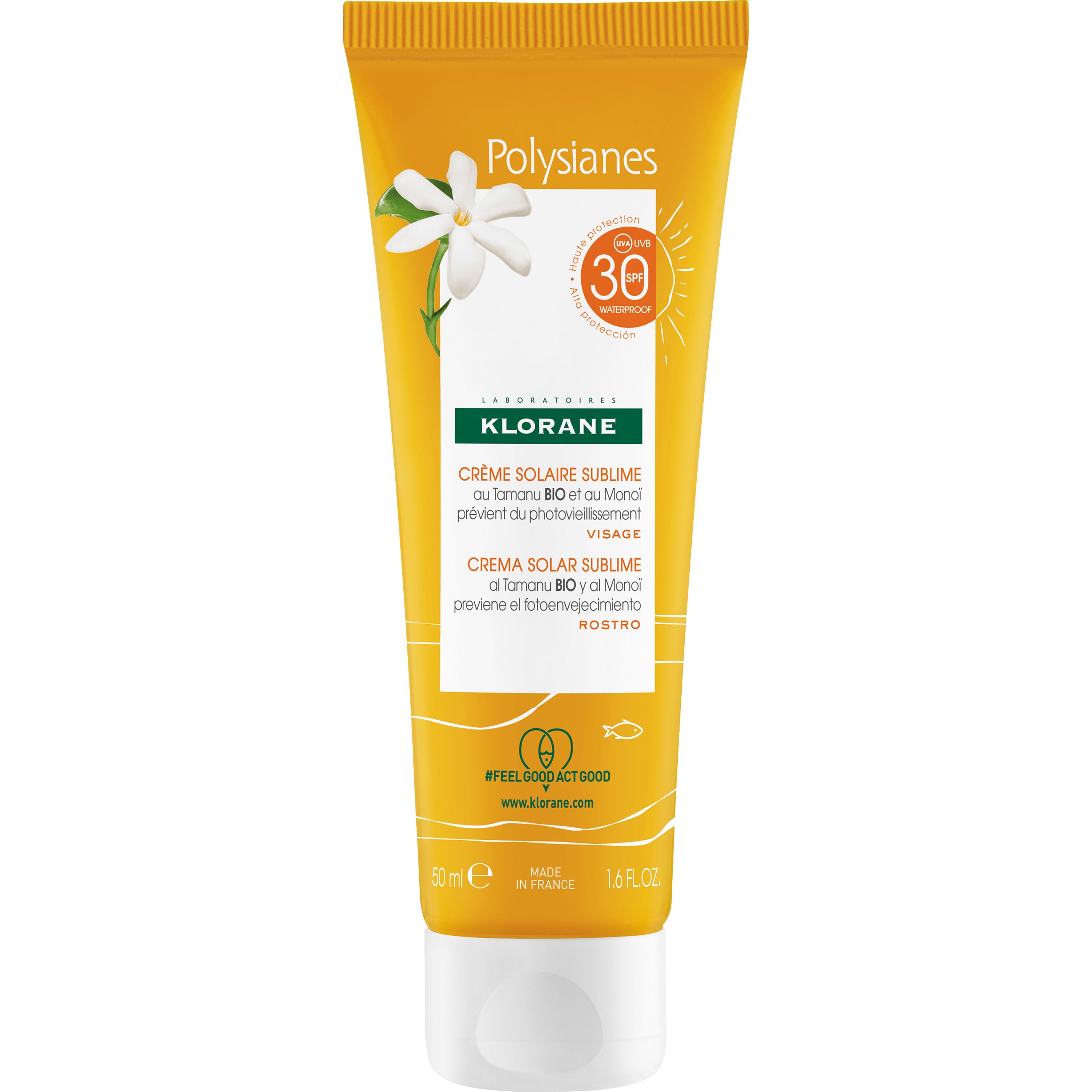 Klorane Klorane Polysianes Sunscreen Face Cream Spf30 Αντηλιακή Κρέμα Προσώπου Υψηλής Προστασίας με Βιολογικό Έλαιο Tamanu & Monoi 50ml