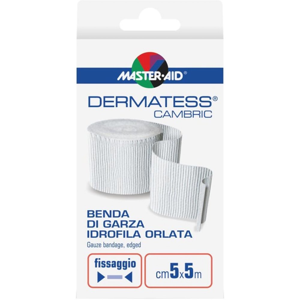 Master Aid Master Aid Dermatess Cambric Gauze Bandage 5cm x 5cm Αποστειρωμένη Γάζα με Υδρόφιλο Βαμβάκι 1 Τεμάχιο