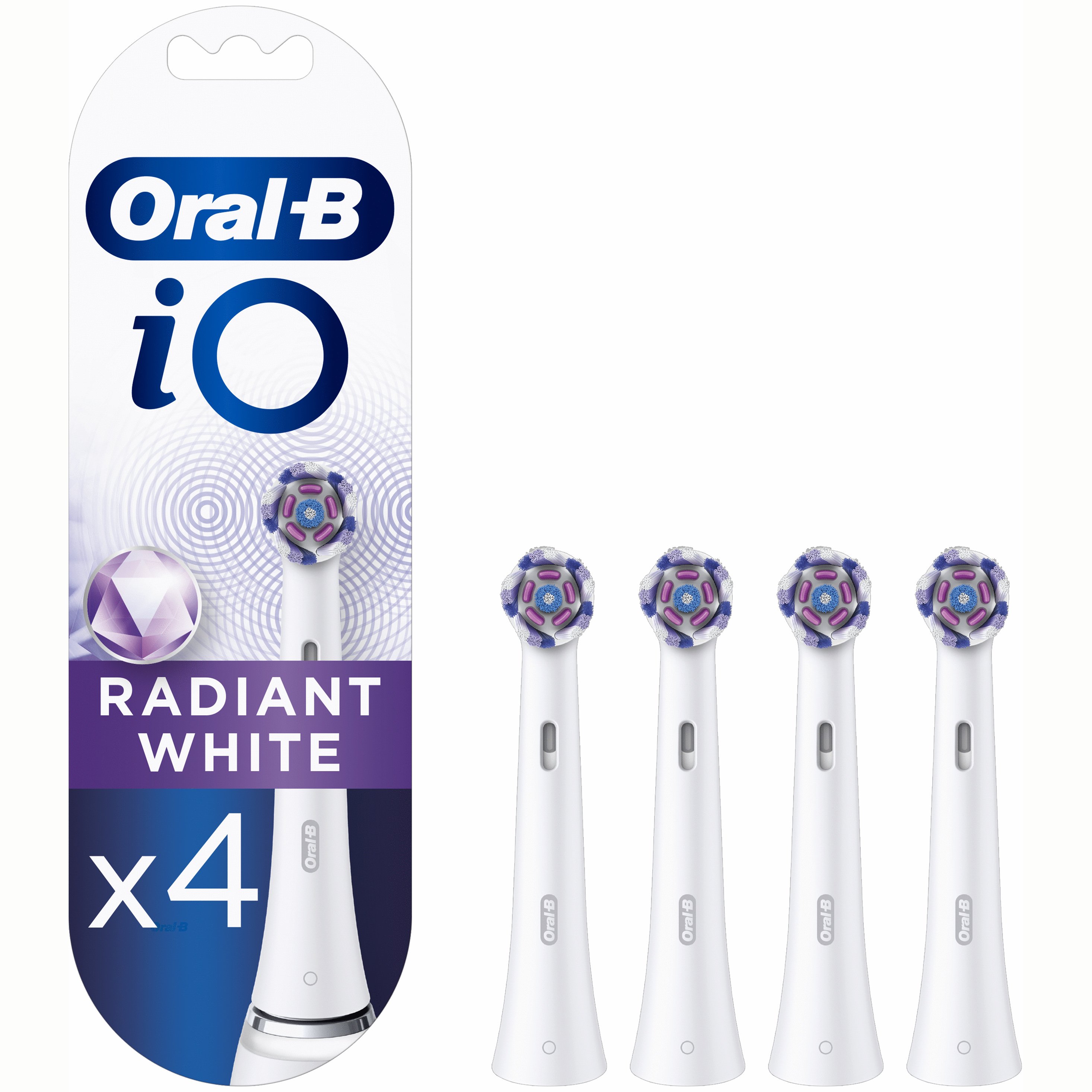 Oral-B Oral-B iO Radiant White Brush Heads Κεφαλές Βουρτσίσματος Κατά των Επιφανειακών Λεκέδων, για πιο Λευκά Δόντια με Άμεσα Αποτελέσματα Λευκό 4 Τεμάχια