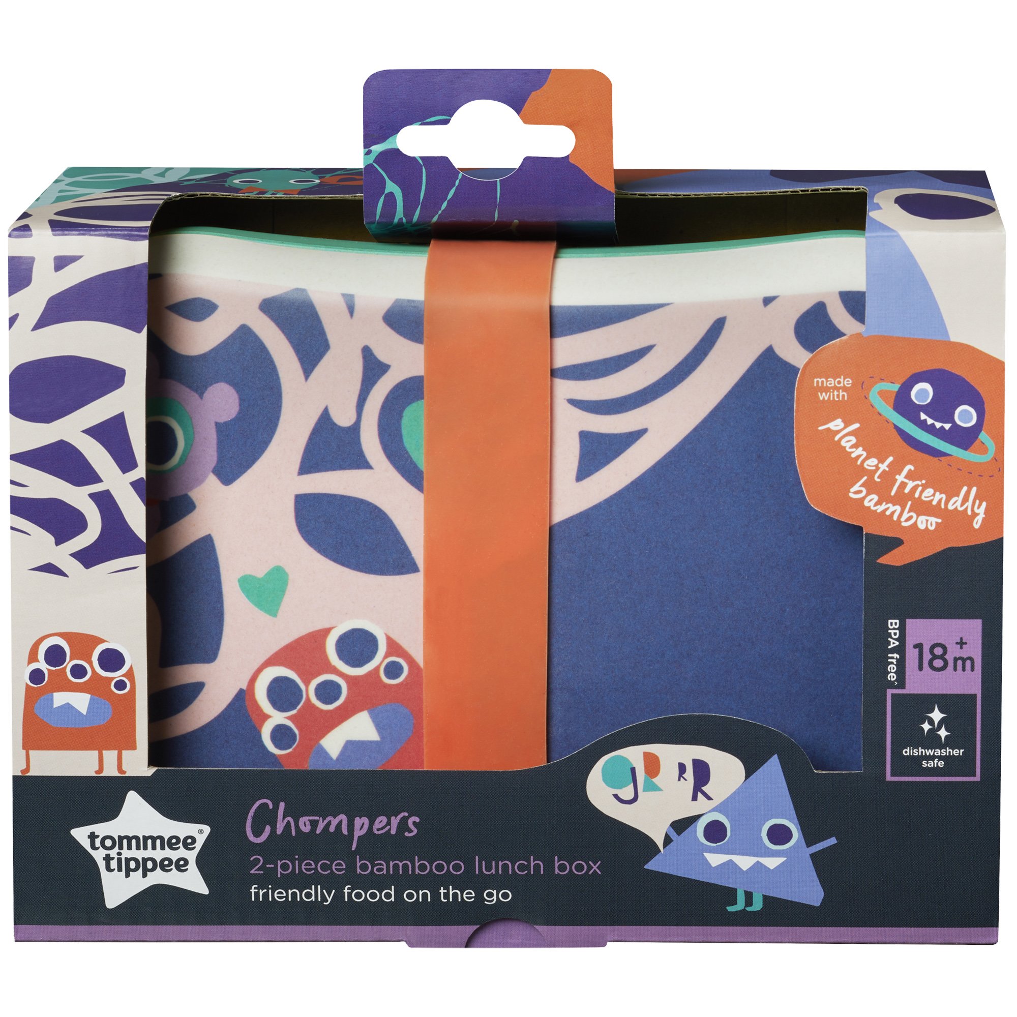 Tommee Tippee Tommee Tippee Chompers Bamboo Fibre Kids Lunch Box Set Κωδ 423574 Σετ 2 Φαγητοδοχείων από Μπαμπού με Λάστιχο Ασφαλείας 18m+, 1 Τεμάχιο