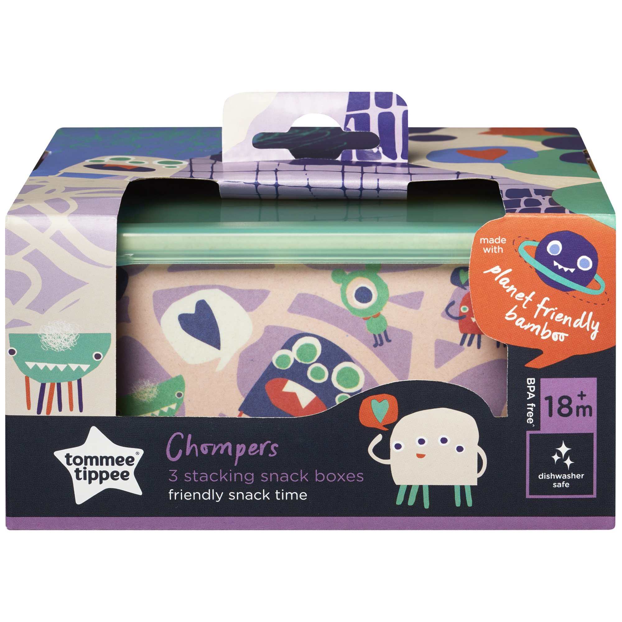 Tommee Tippee Tommee Tippee Chompers Bamboo Fibre Storage Box Set Κωδ 423576 Σετ 3 Φαγητοδοχείων από Μπαμπού 18m+, 1 Τεμάχιο