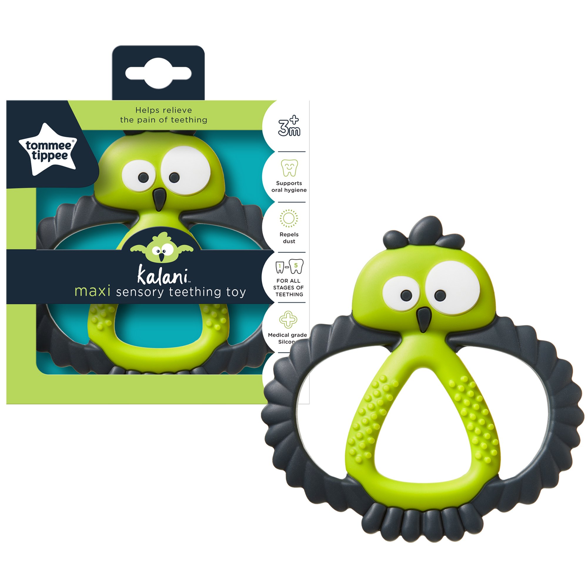 Tommee Tippee Tommee Tippee Kalany Maxi Sensory Teething Toy Κωδ 436480 Μεγάλο Μασητικό Παιχνίδι Κουκουβάγια 3m+ Πράσινο 1 Τεμάχιο