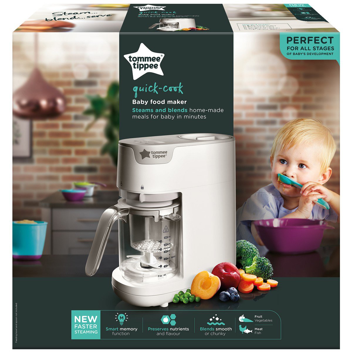 Tommee Tippee Tommee Tippee Steamer & Blender Quick Cook Baby Food Maker Κωδ 440065 Ατμομάγειρας & Μπλέντερ 2 σε 1 για την Προετοιμασία της Βρεφικής Τροφής 1 Τεμάχιο