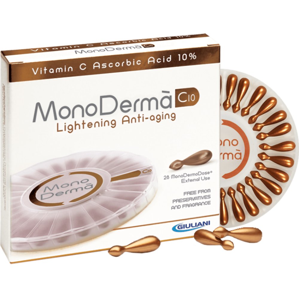 Monoderma Monoderma C10 Lightening Anti-Aging Αντιγηραντική Μονοδόση με Βιταμίνη C για Αύξηση της Ελαστικότητας & Καταπολέμησης των Δυσχρωμιών του Προσώπου 28veg.caps (28x0.5ml)